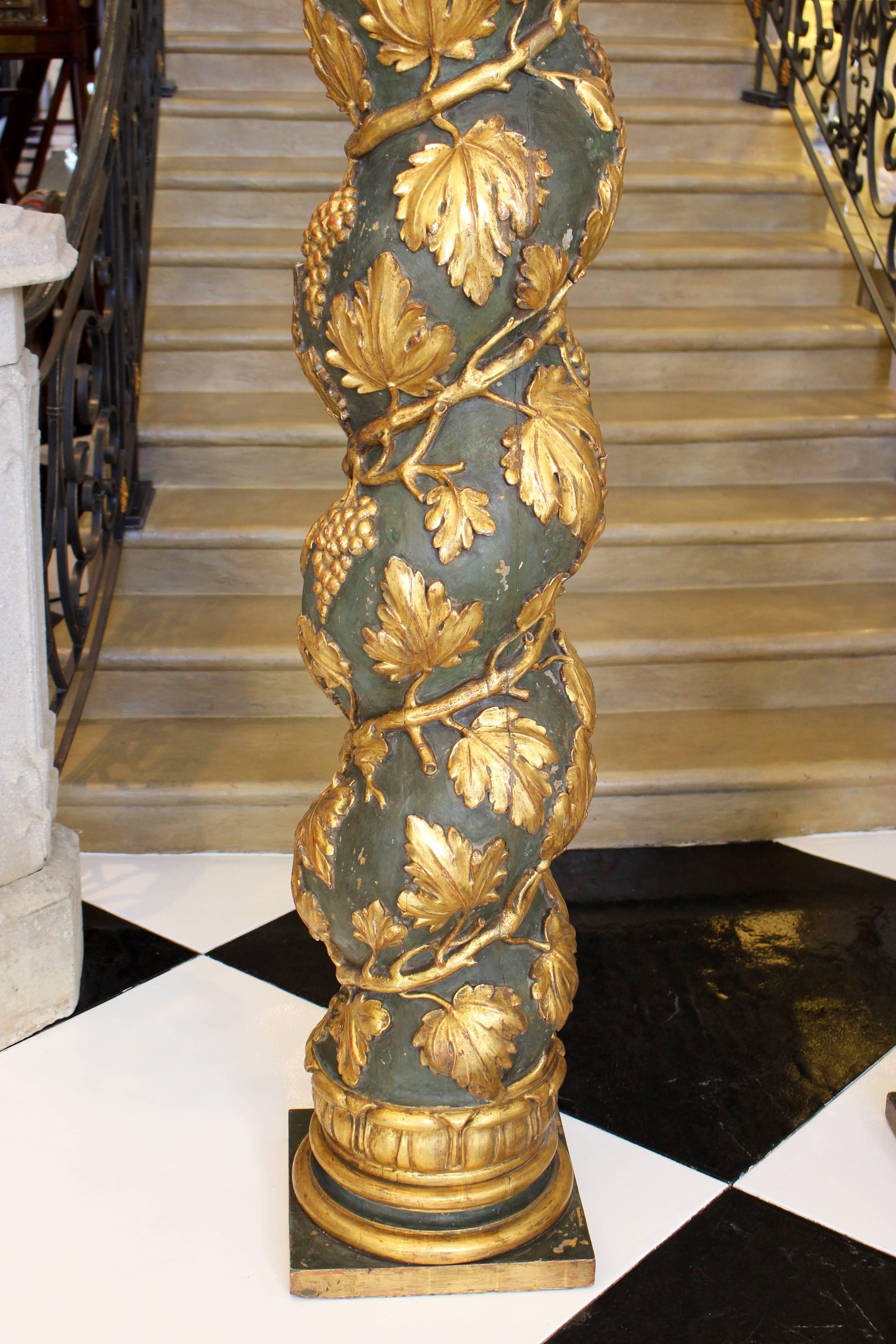 Gilt Pair of Italian Solomonic Columns