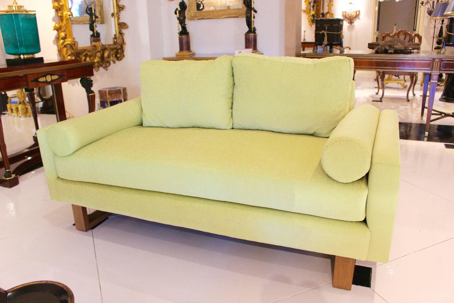 MidCentury Green Lime Sofa For Sale at 1stdibs