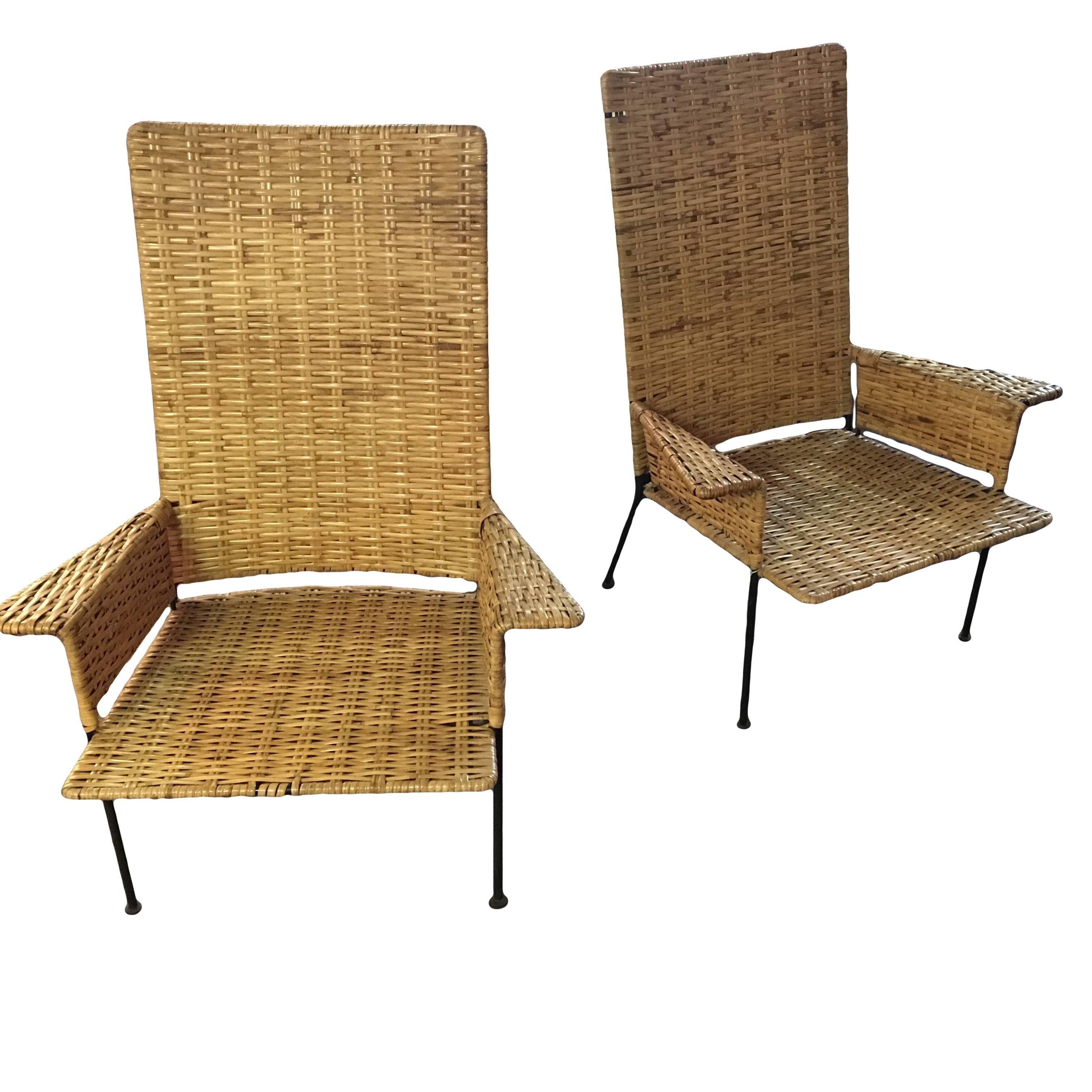 Cane and Iron Van Keppel and Green Lounge Chairs California Modern