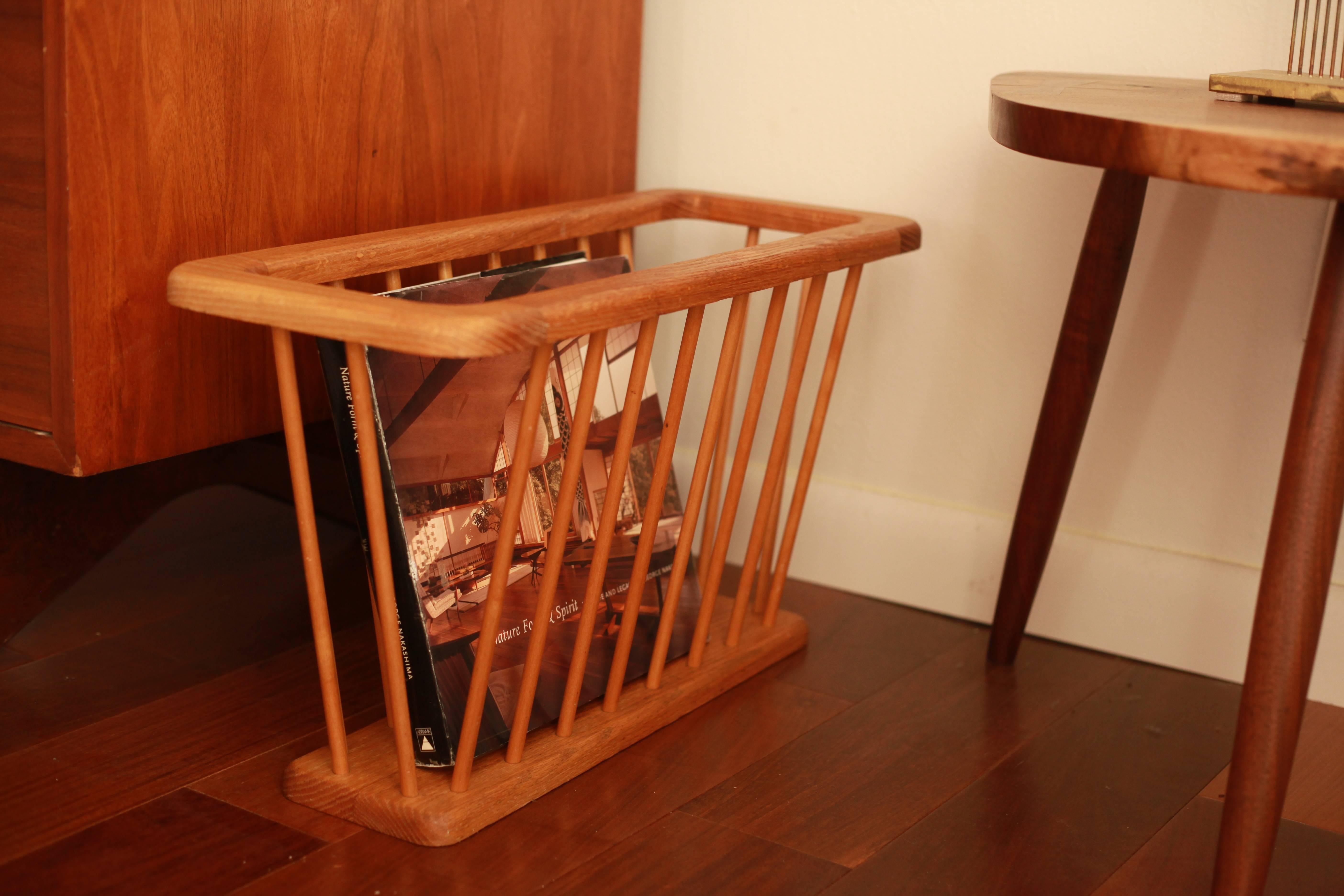 Late 20th Century Danish Modern Oak Magazine Holder For Sale