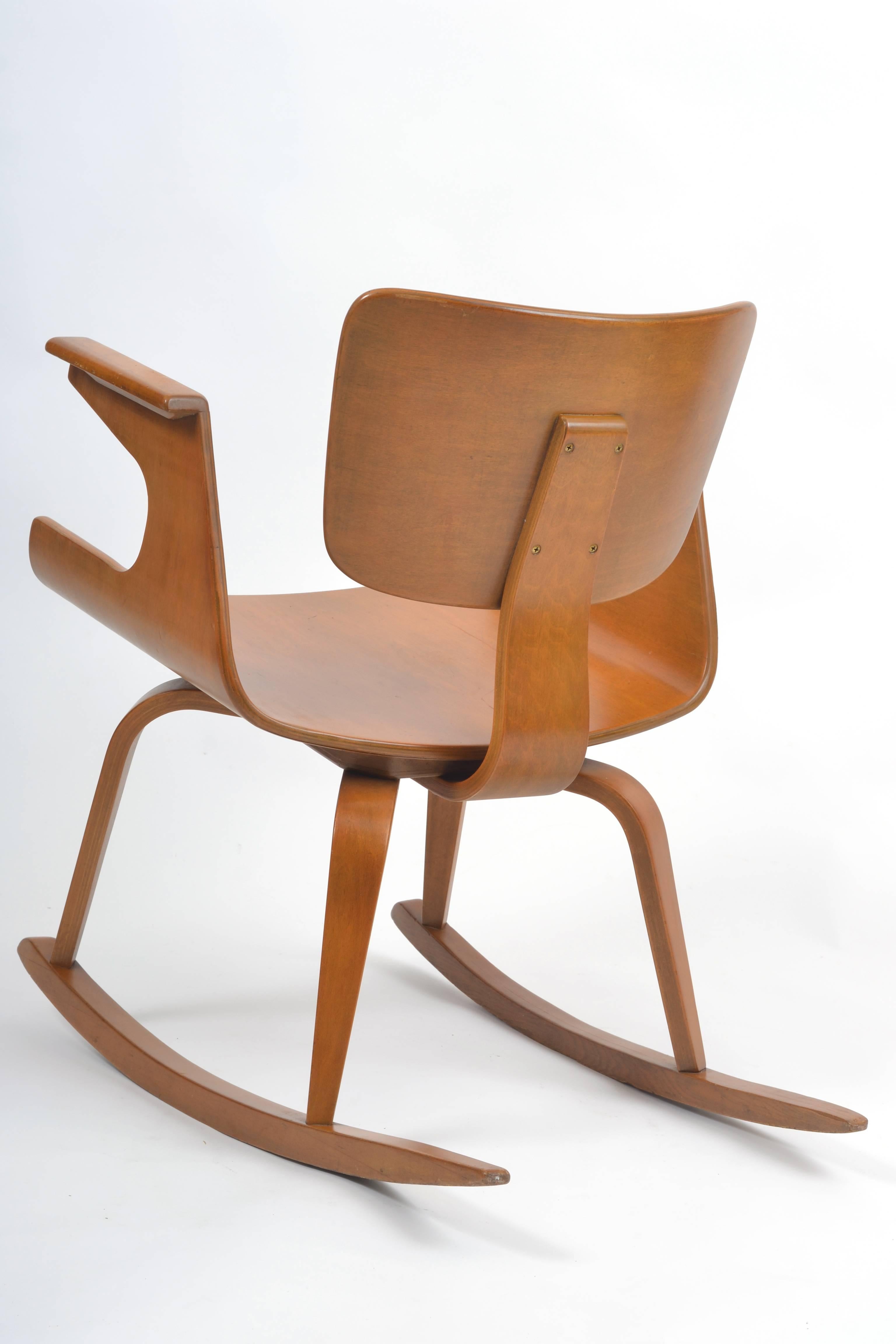 Rare 1950s Thonet Plywood Rocking Chairs 1