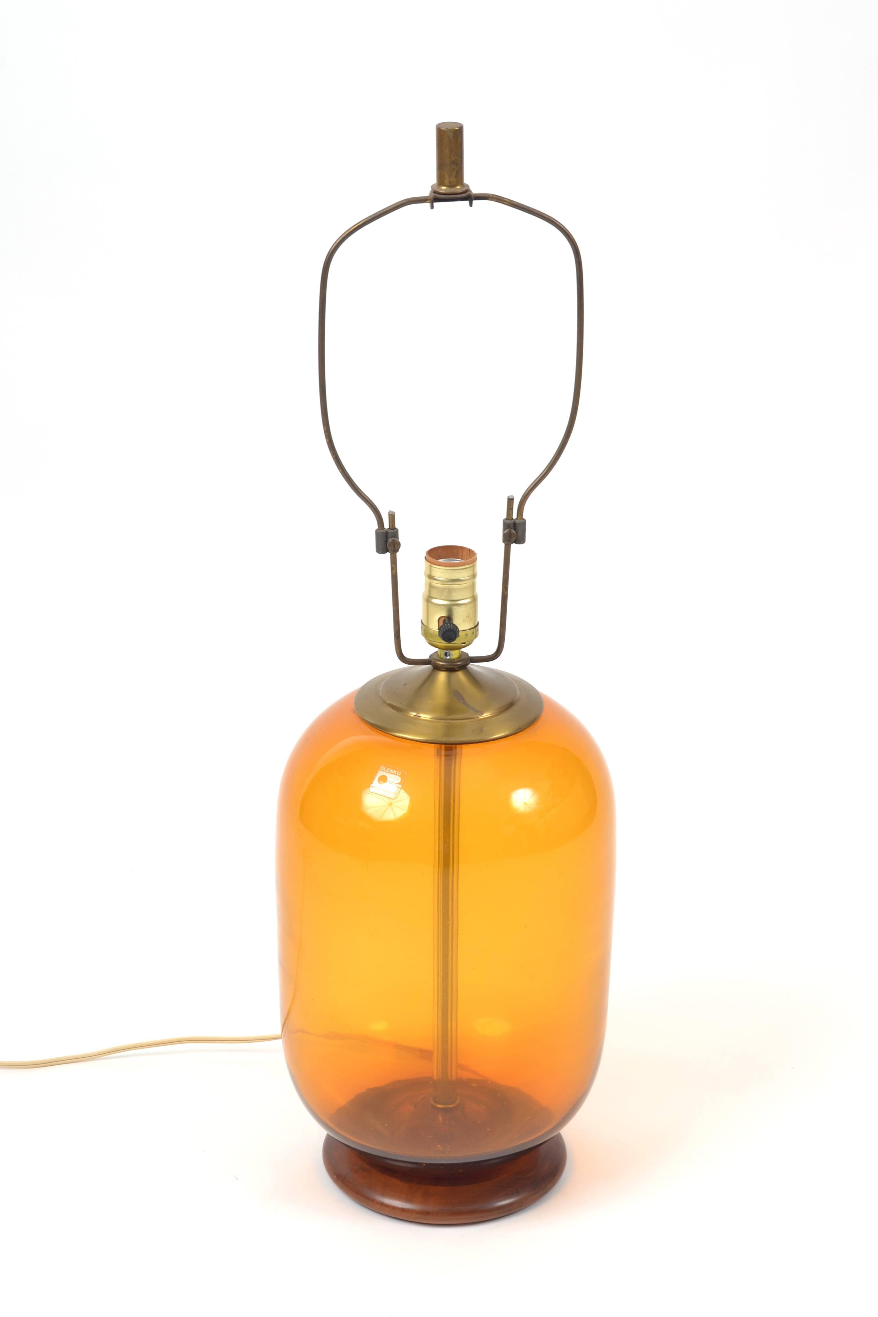 American Blenko Blown Glass Lamp Designed by Don Shepherd For Sale