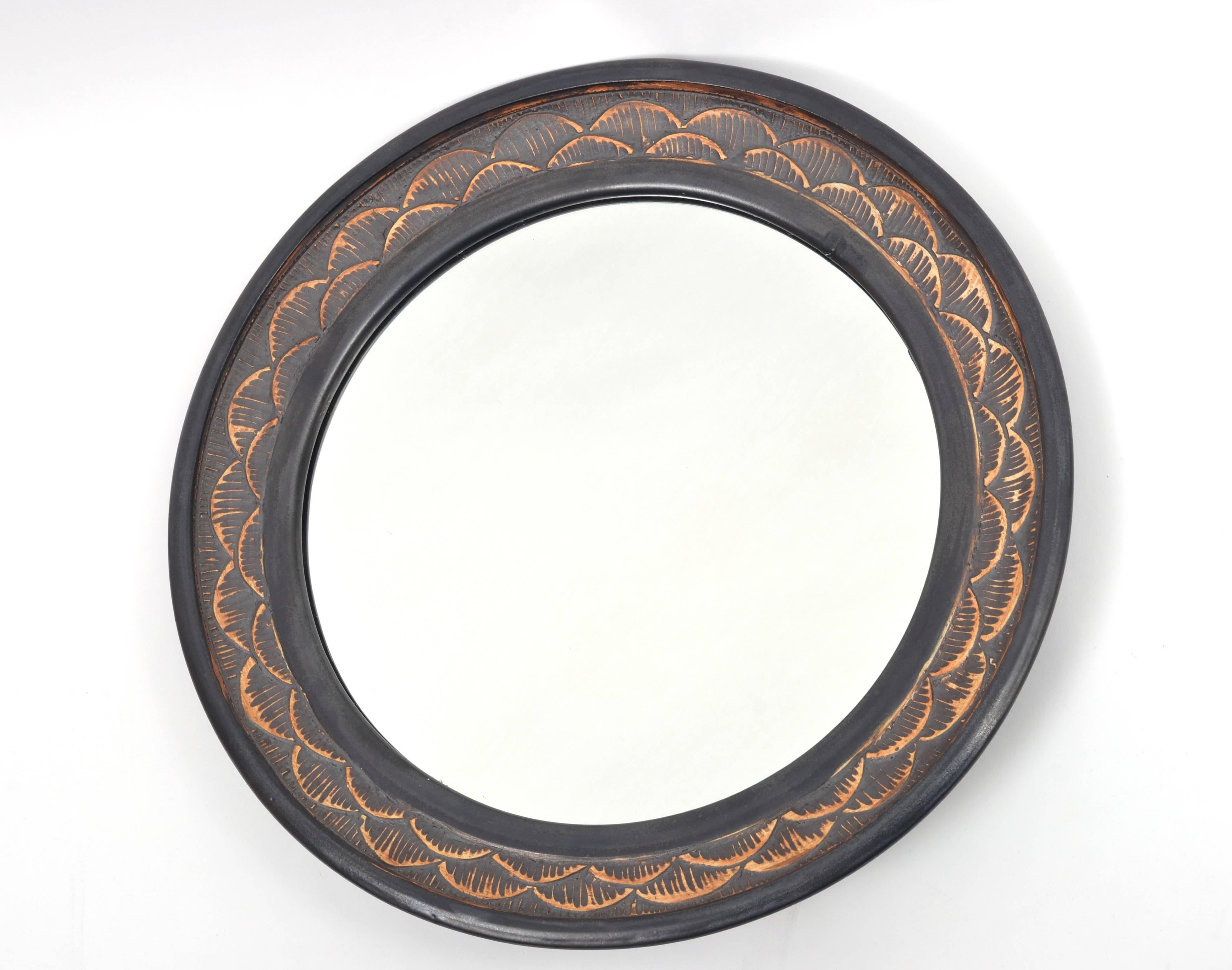 Arts and Crafts Stephen Polchert Ceramic Mirror For Sale