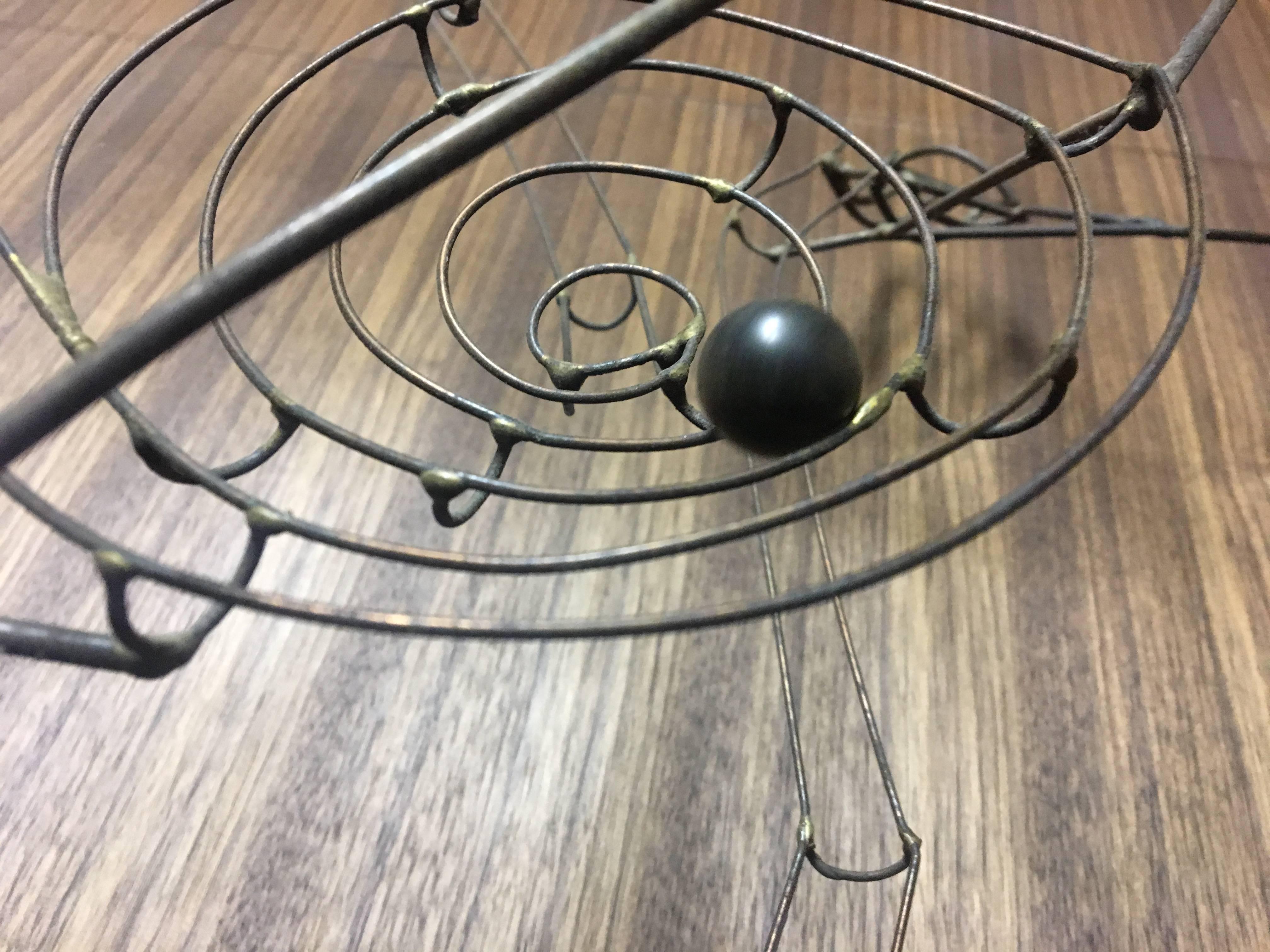 Mid-Century Modern Metal Wire Rolling Ball Kinetic Sculpture