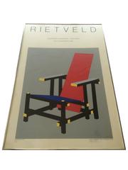 Screen Print for Museum Show Gerrit Rietveld Red and Blue Chair