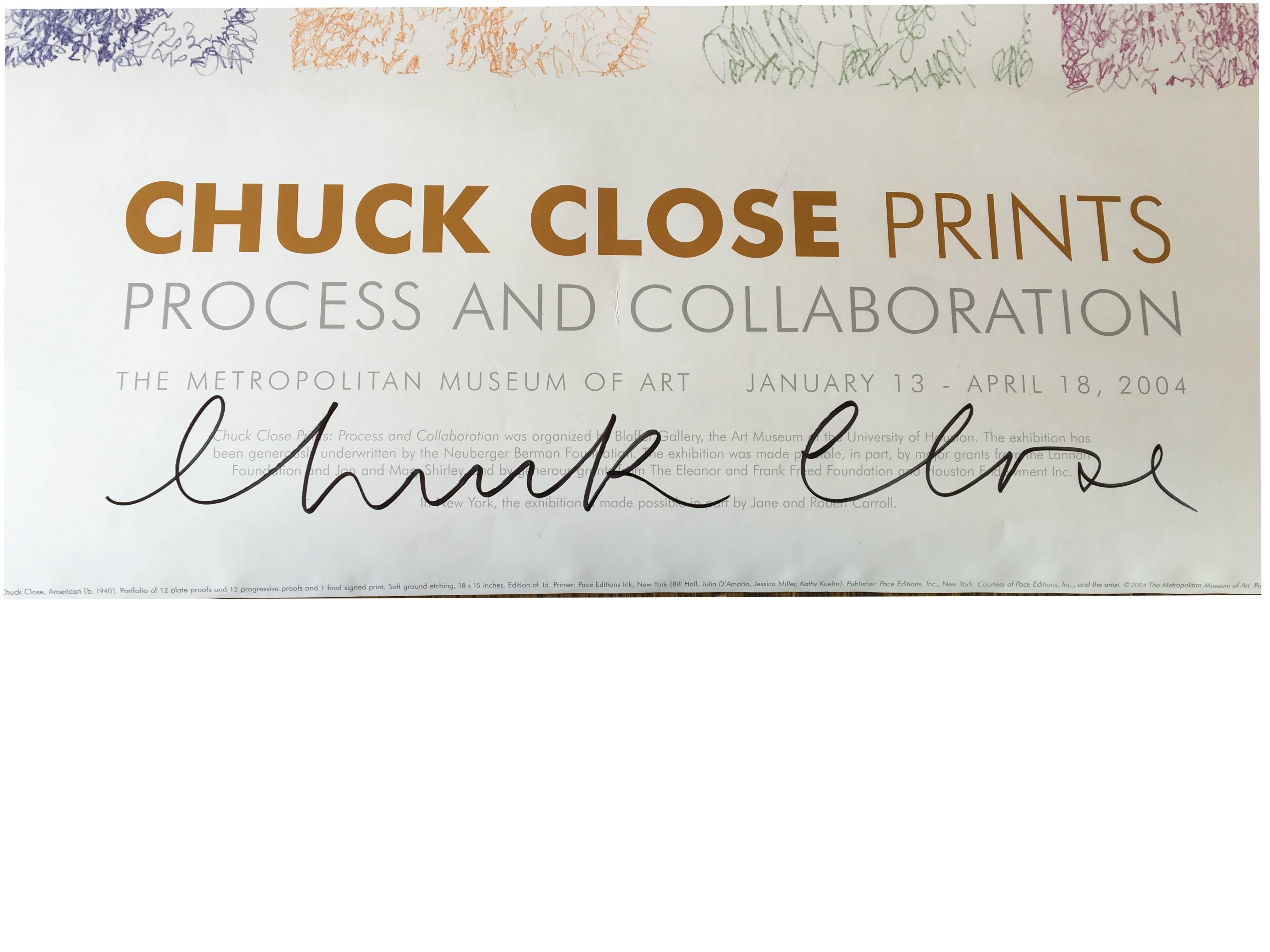 Chuck Close Prints poster. Signed in marker.