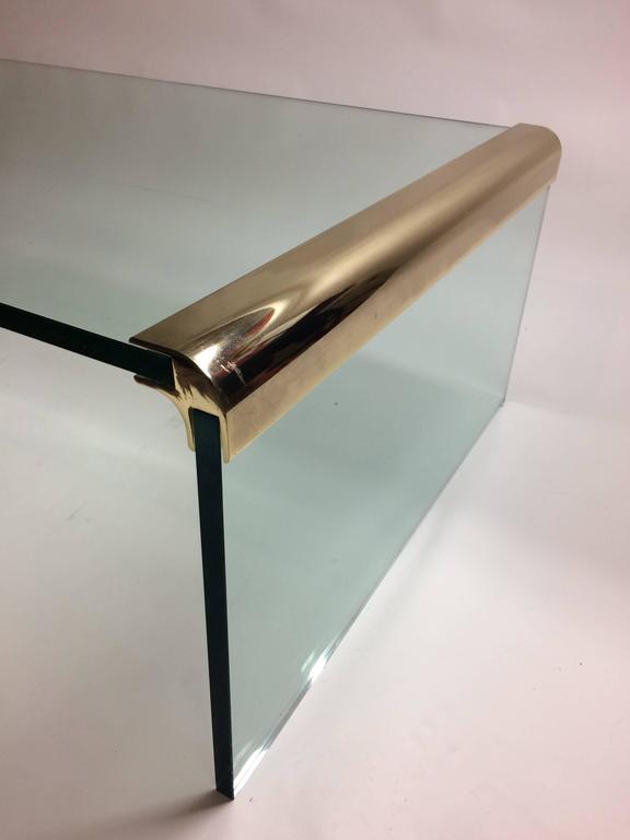 Large Glass and Brass Coffee Table by Leon Rosen for Pace at 1stDibs