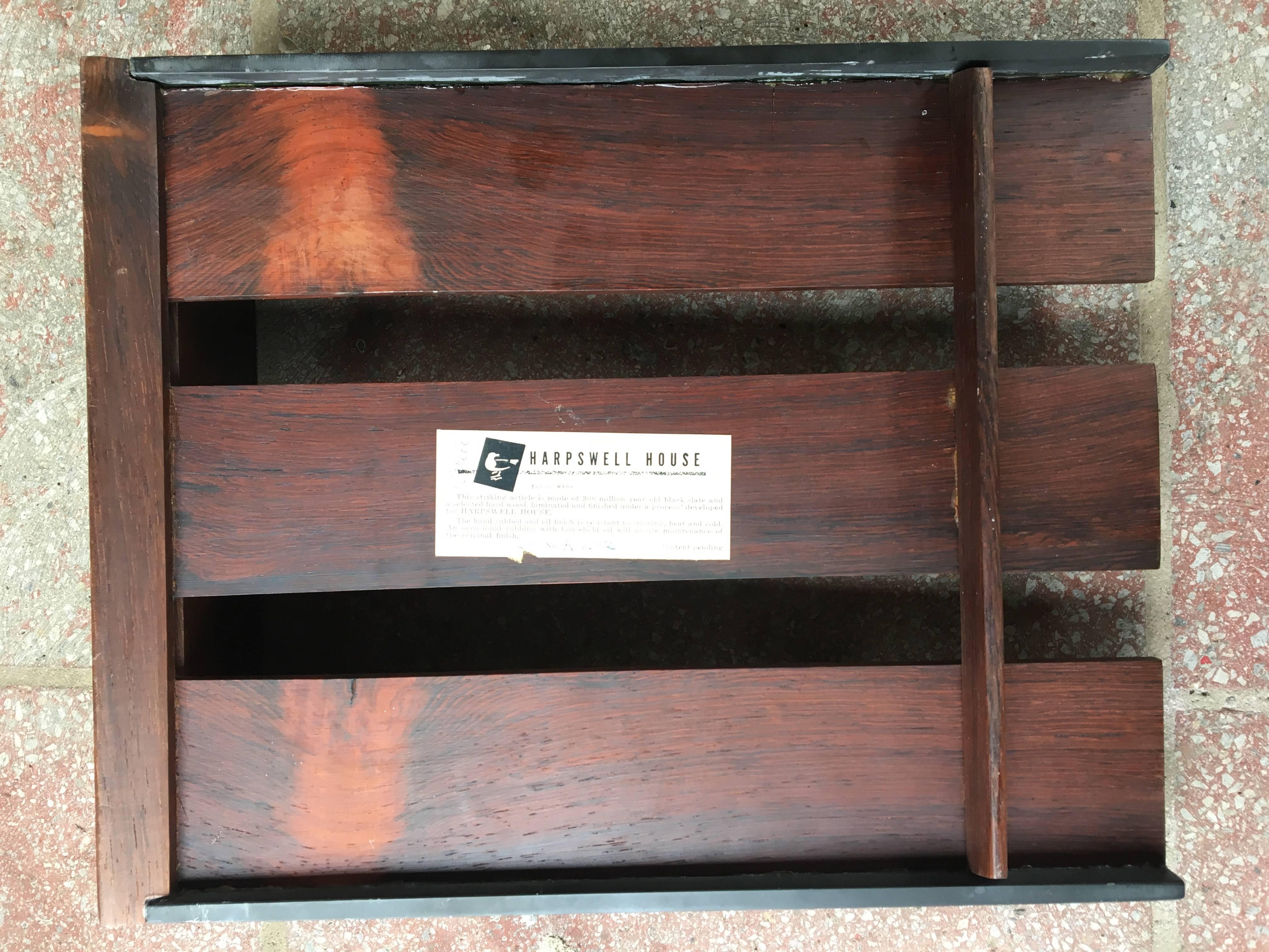 Mid-Century Modern Walnut and Slate Paper Tray by Harpswell House