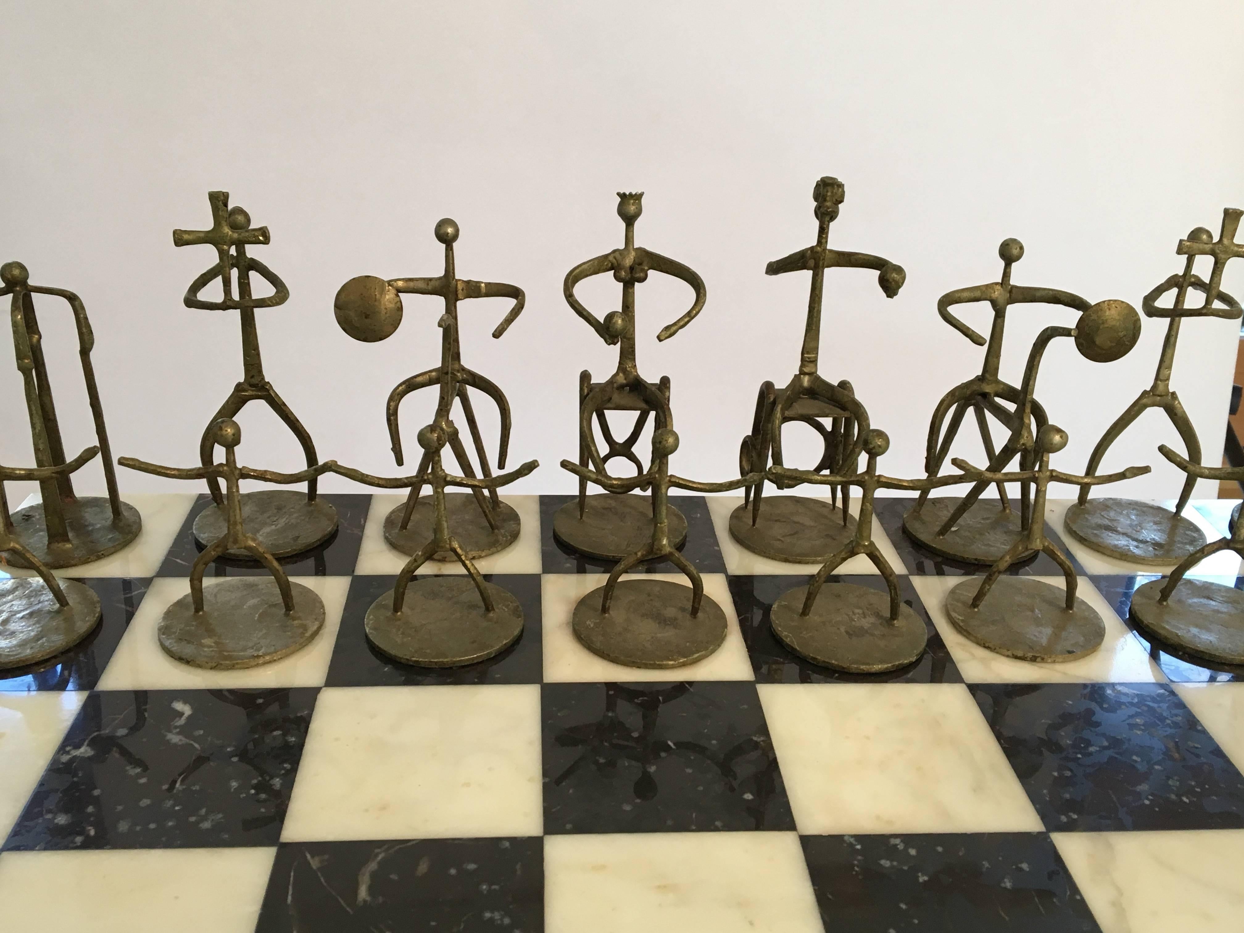 Mid-Century Modern Brutalist Chess by Henry Burstynowicz