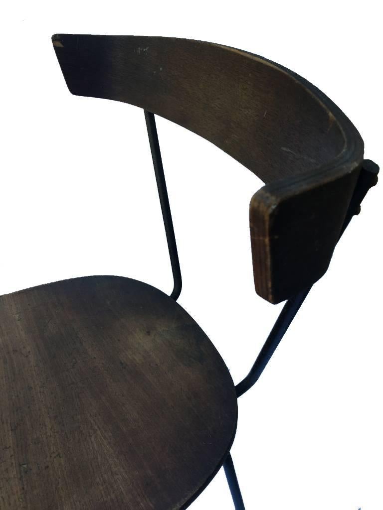 Beautiful iron and wood drafting stool most likely designed by Clifford Pascoe.