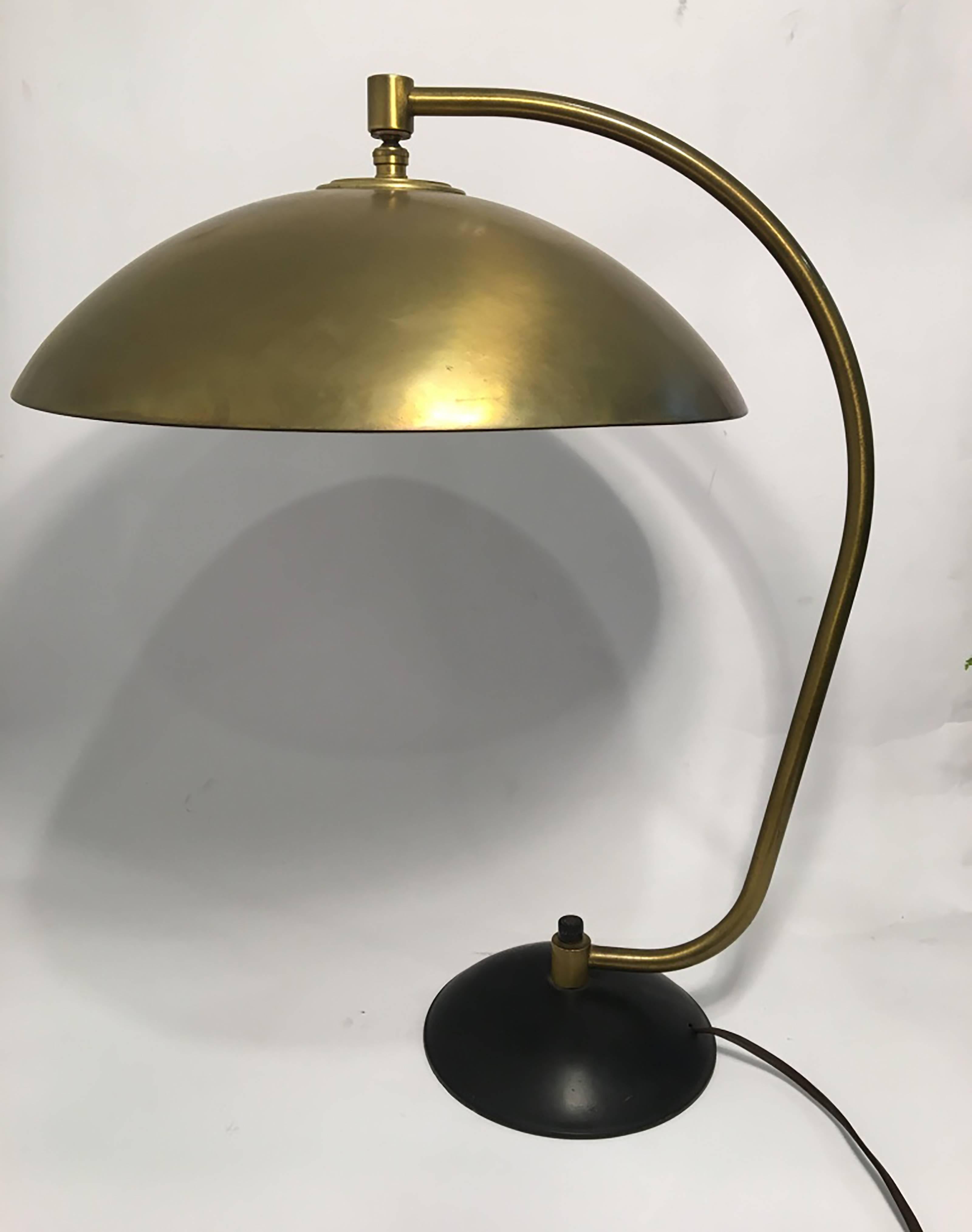 20th Century Early Brass Gooseneck Table Lamp by Kurt Versen