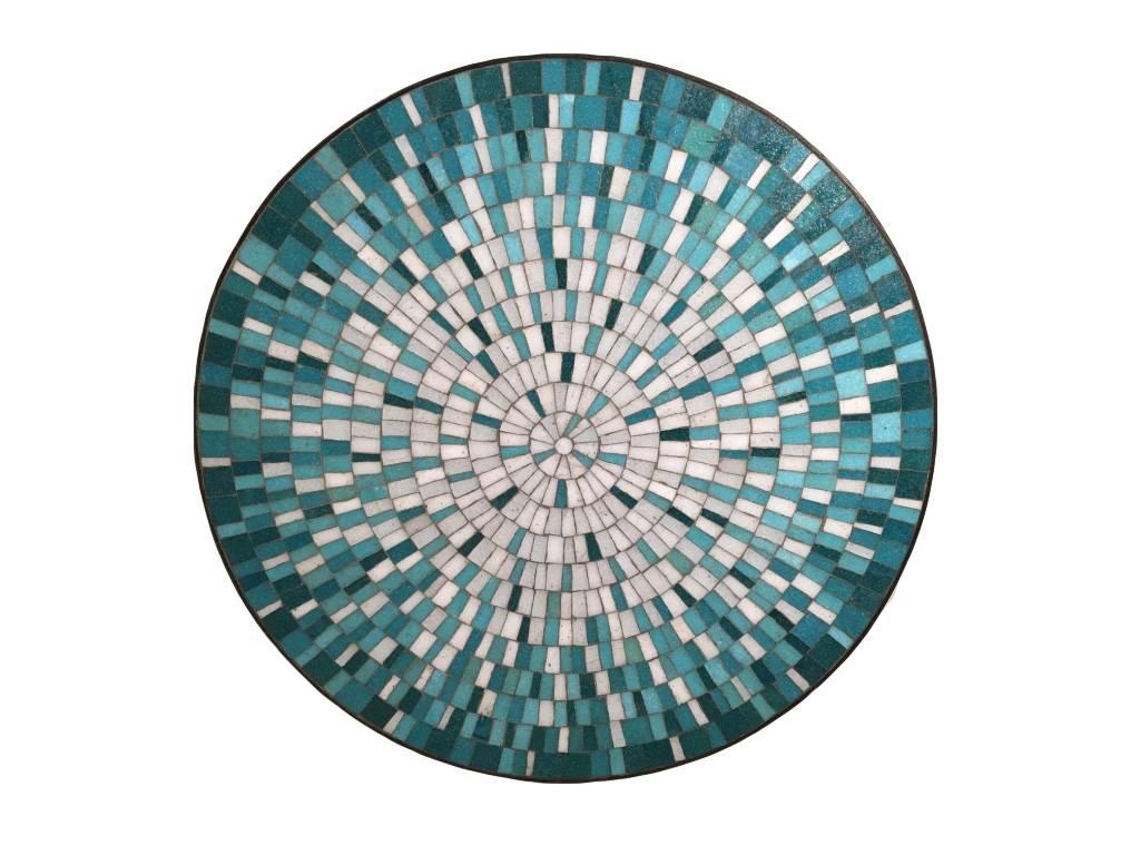 Mid-Century Modern Blue Glass Mosaic Top Side Table in the Style of Edward Wormley Vladimir Kagan