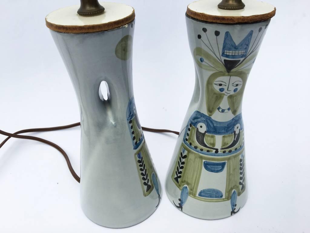 20th Century Midcentury Ceramic Table Lamps by French Artist Roger Capron