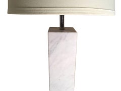 Matching Pair of White Cremo Marble Table Lamps Florence Knoll Kovacs