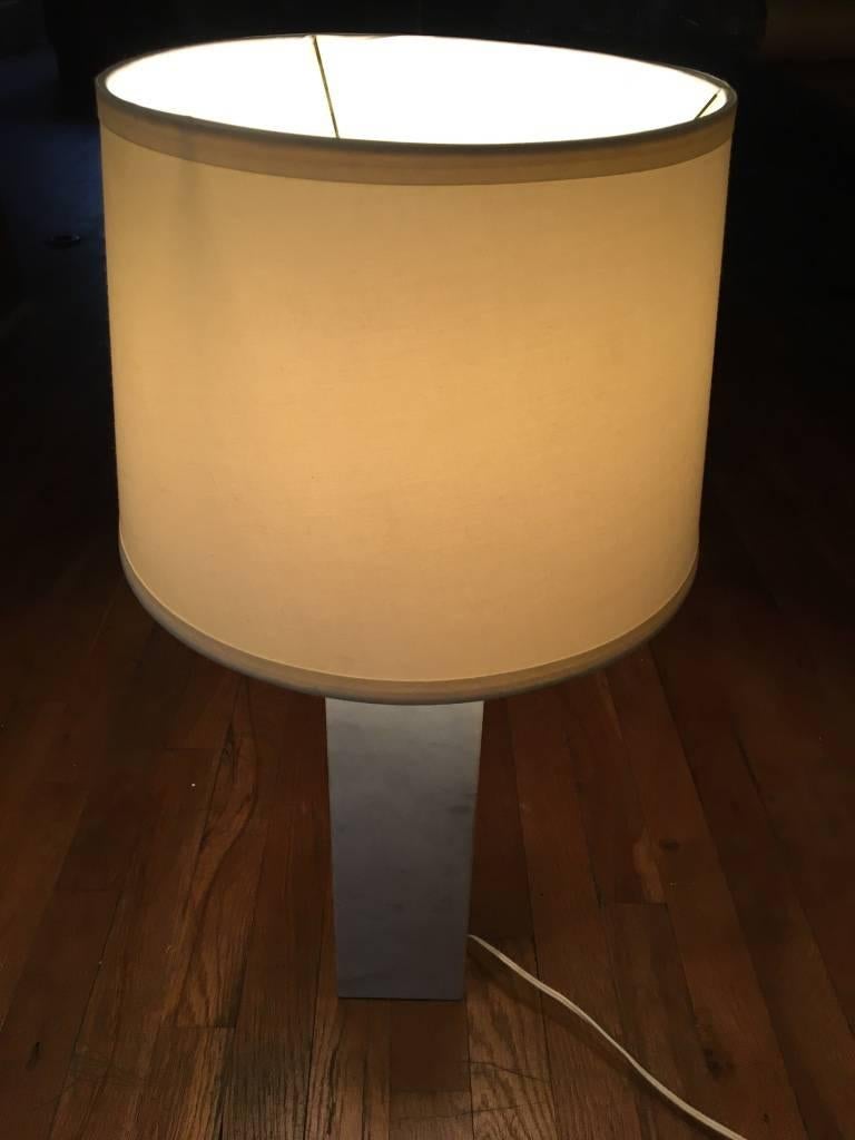 American Matching Pair of White Cremo Marble Table Lamps Florence Knoll Kovacs
