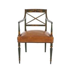 Set of Four English Regency Painted and Parcel Gilt Armchairs, 19th Century