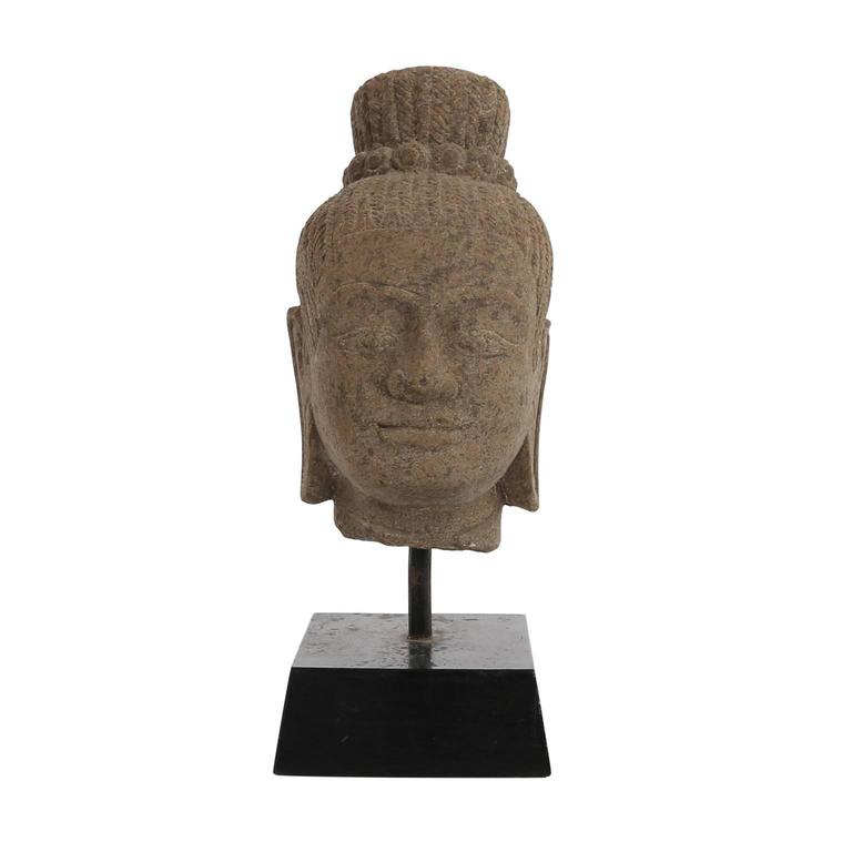 Carved Stone Buddha Head For Sale at 1stDibs