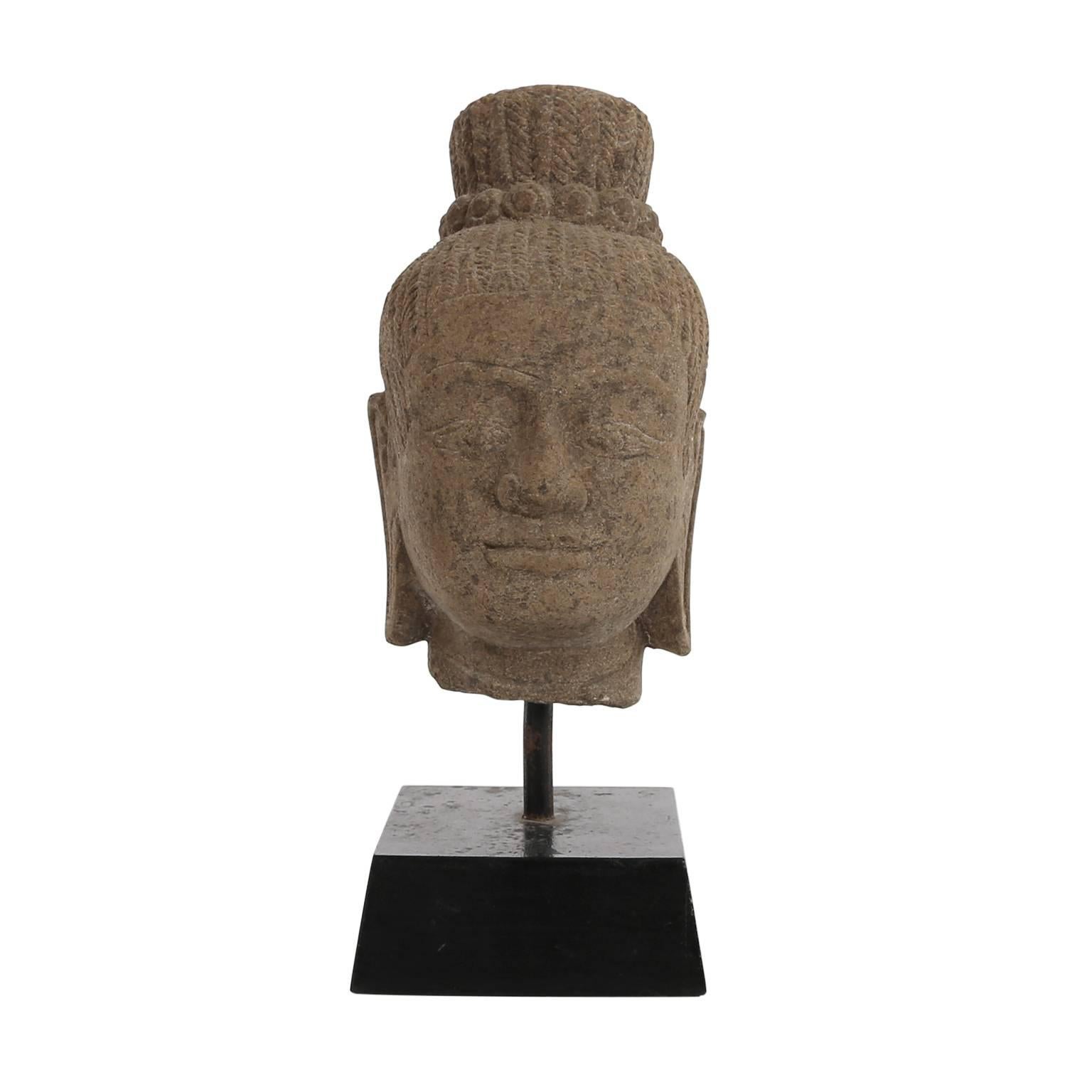 Carved Stone Buddha Head For Sale