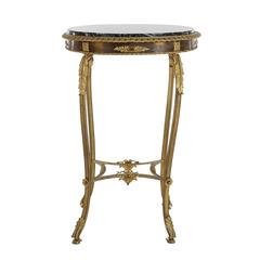 French 19th Century Napoleon III Gilded Bronze Side Table with Marble Top