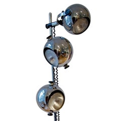 Mid-Century Chrome Design Floor Lamp "Three Apples"