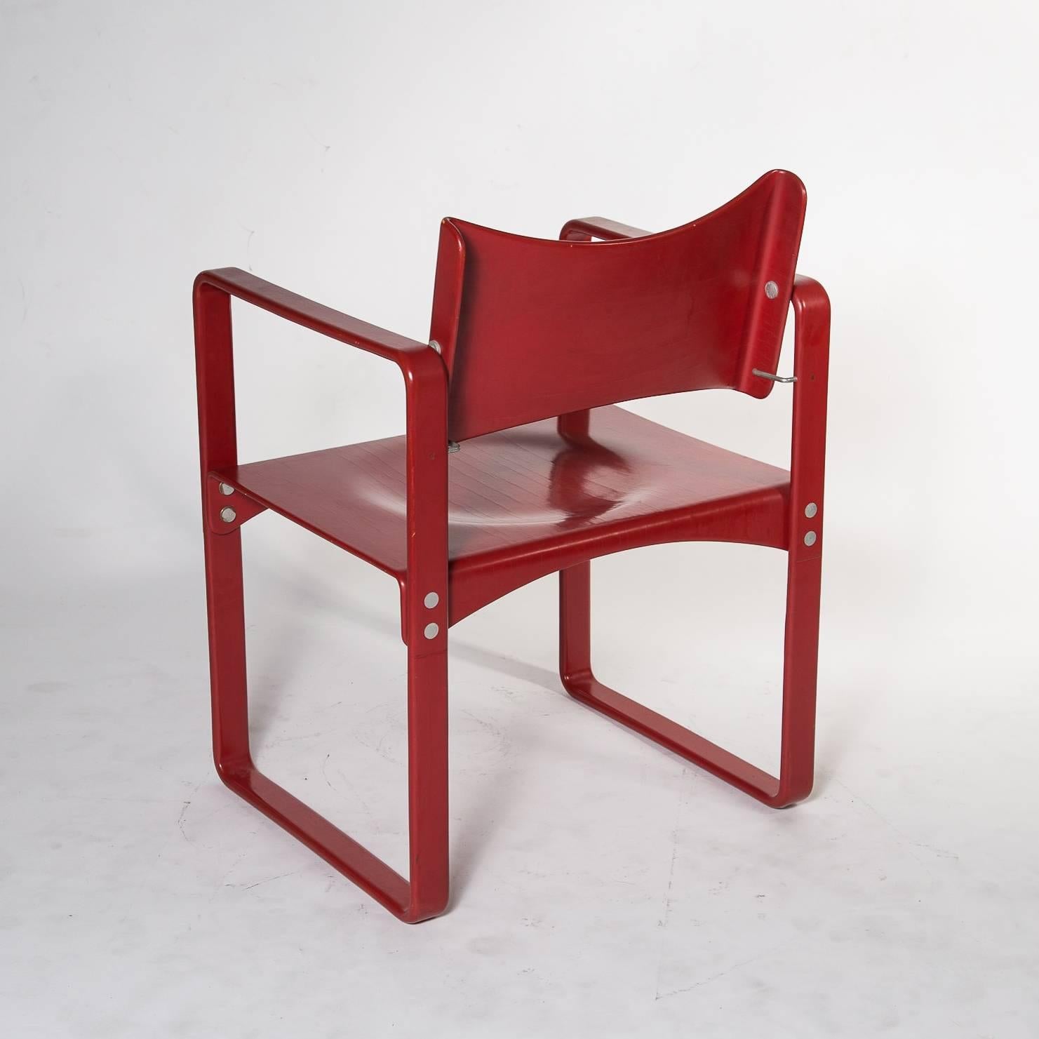 Painted Red Verner Panton No. 271 Dining Chair for Thonet, Germany, circa 1970 For Sale