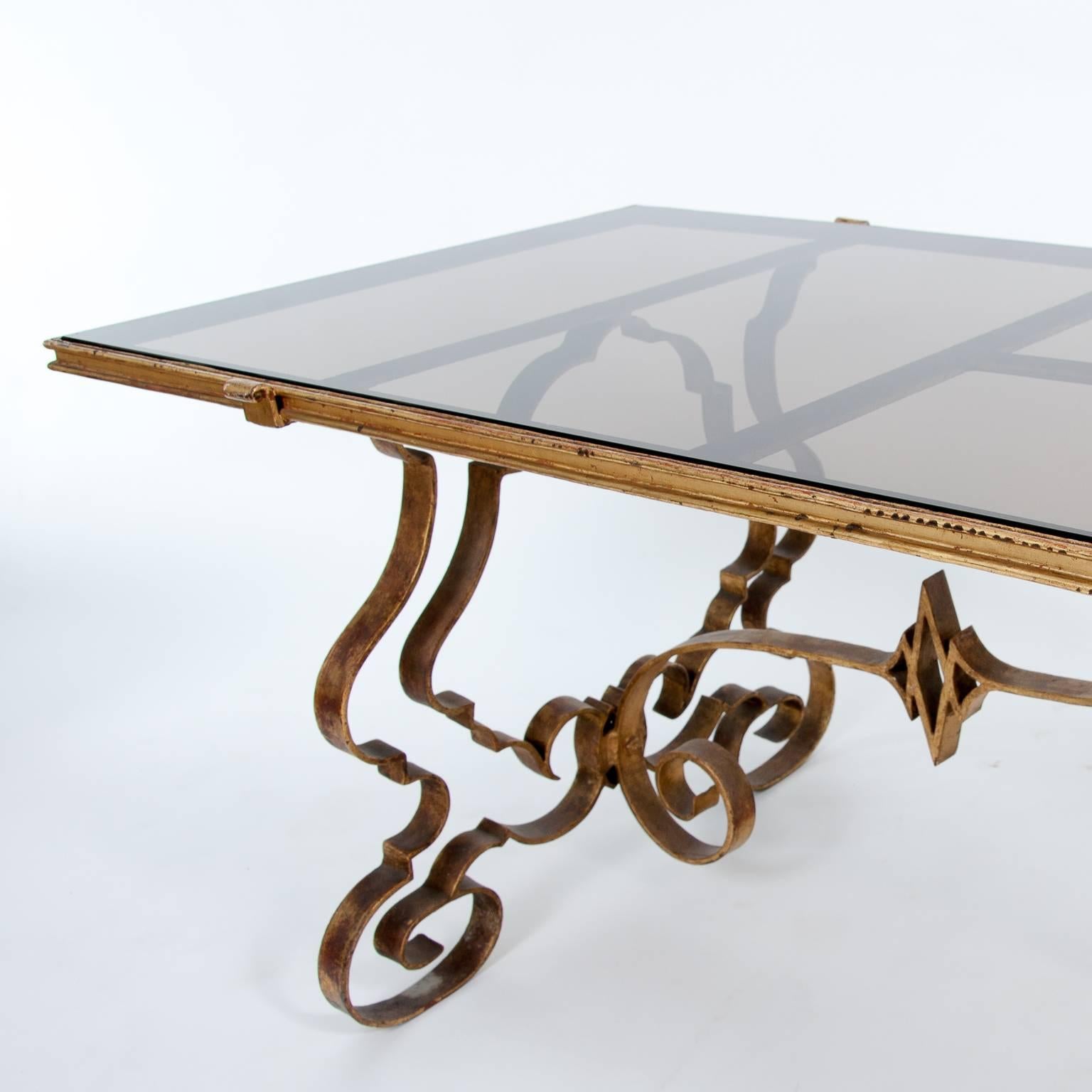 20th Century French Glass Coffee Table, France Neoclassical For Sale