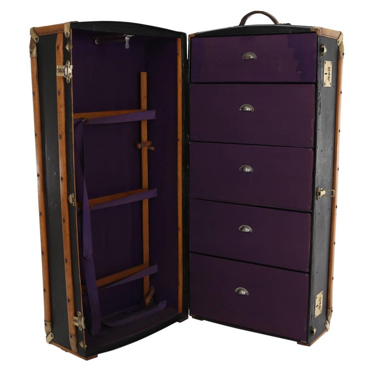 Large Antique Wardrobe Steamer Trunk from, circa 1920 at 1stDibs