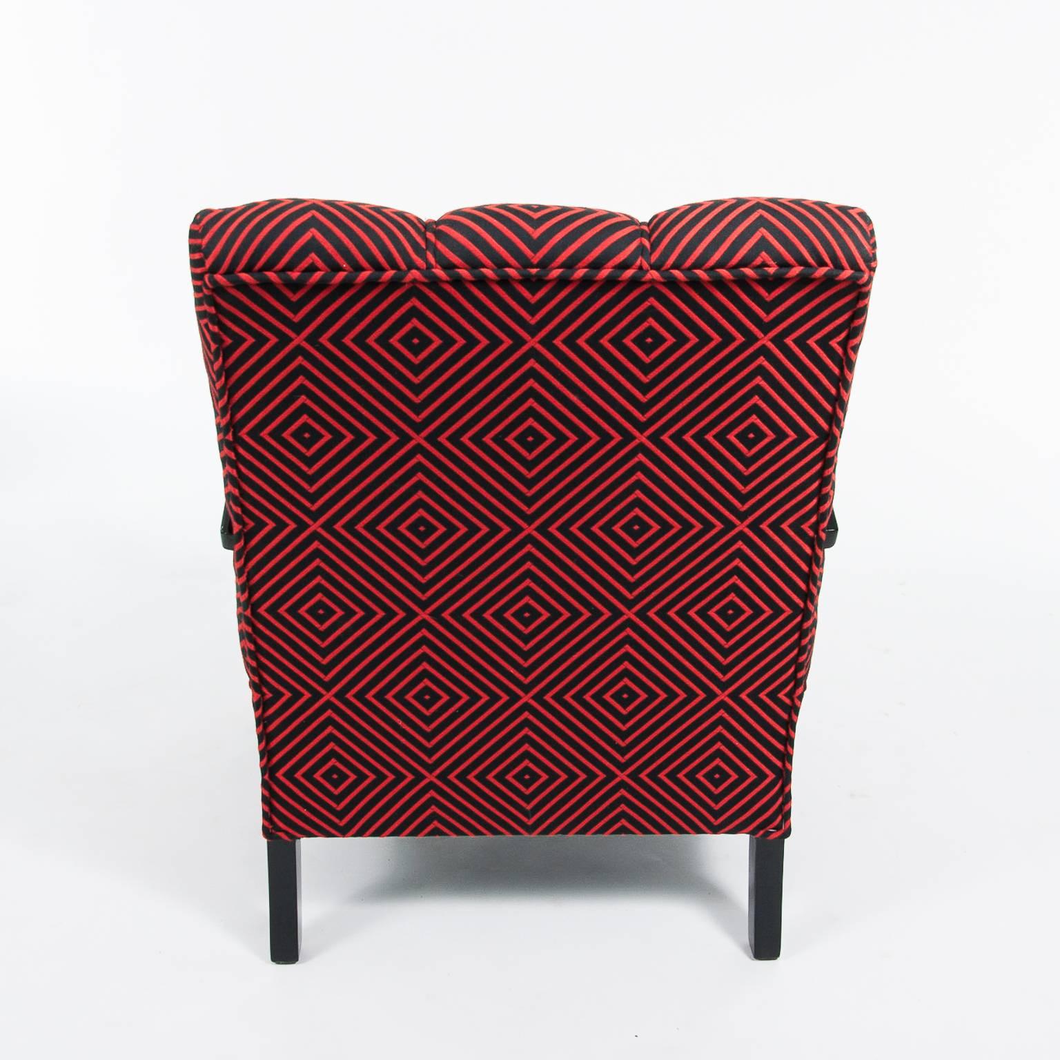 French Art Deco Club Chair, 1940s, France New Upholstery 1