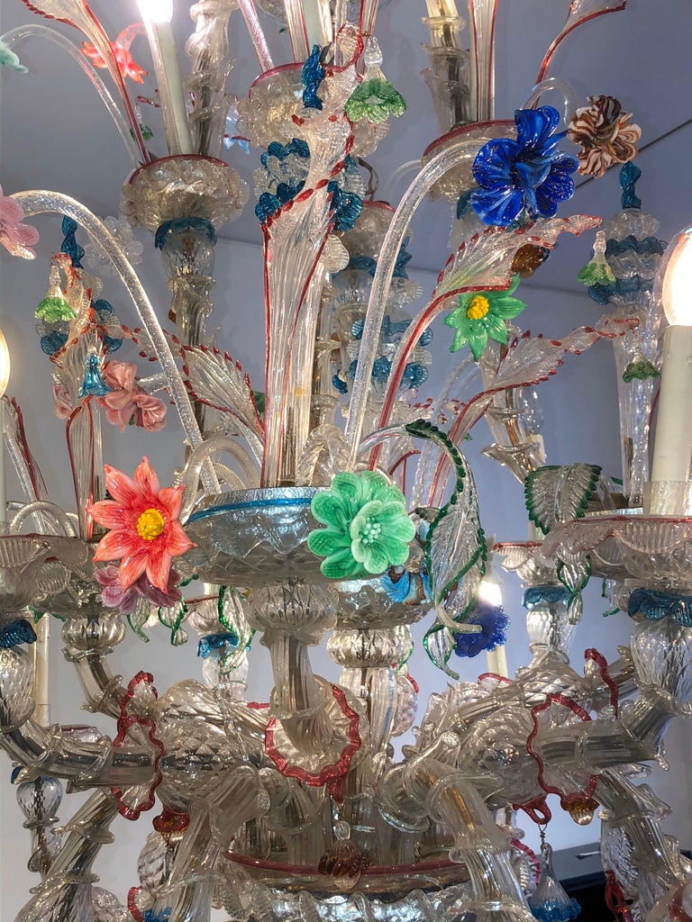 Italian Vintage Ca' Rezzonico Murano Glass Chandelier from Galliano Ferro, 1940s For Sale