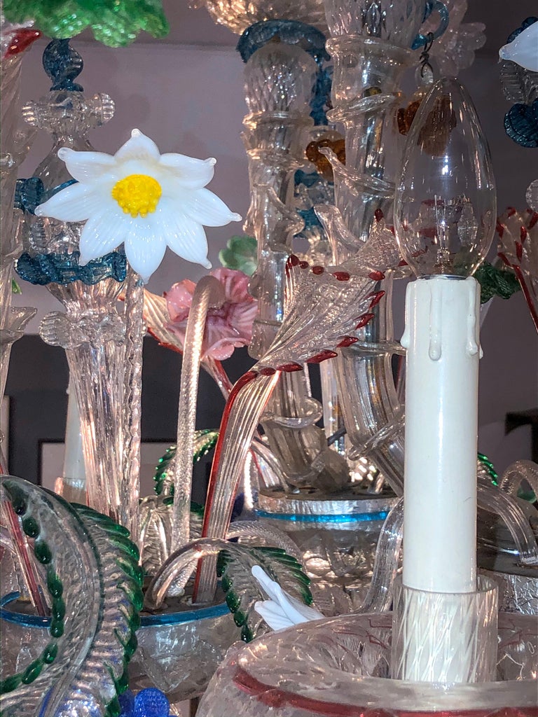 Vintage Ca' Rezzonico Murano Glass Chandelier from Galliano Ferro, 1940s For Sale 7