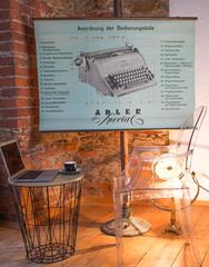 Vintage Mid-Century Wall Chart, Typewriter