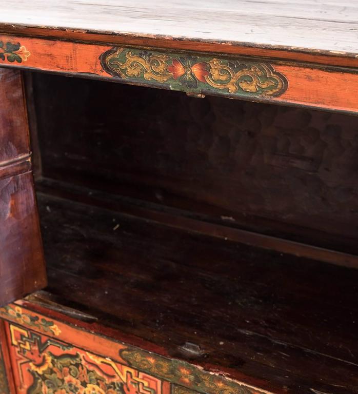 Tibetan Altar Cabinet With Original Painting - 19thC Tibetan Altar Cabinet With Original Painting - 19thC