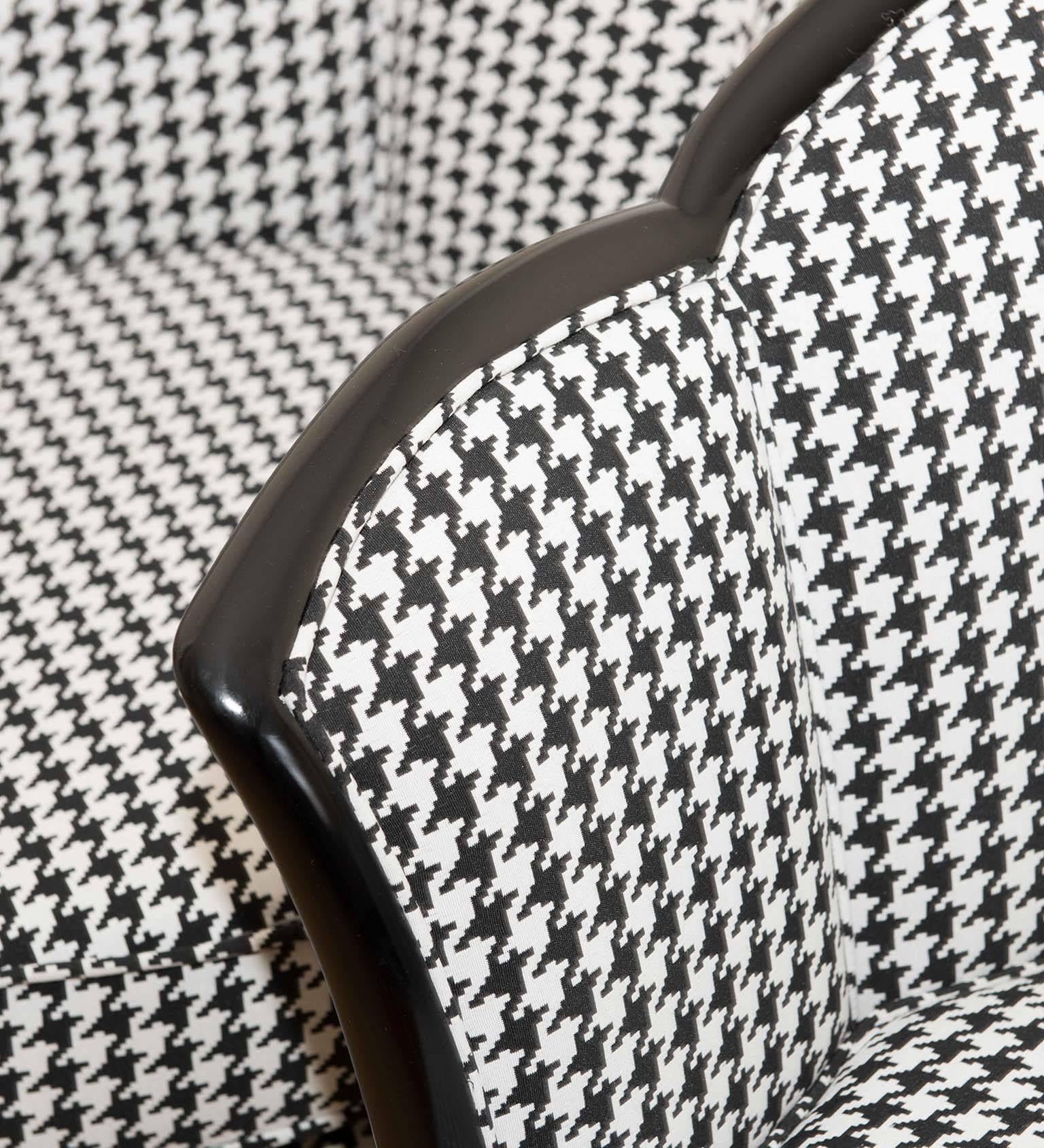 Mid-20th Century Two French Art Deco Club Chairs, France 1930s in Black-White Fabric Upholstery