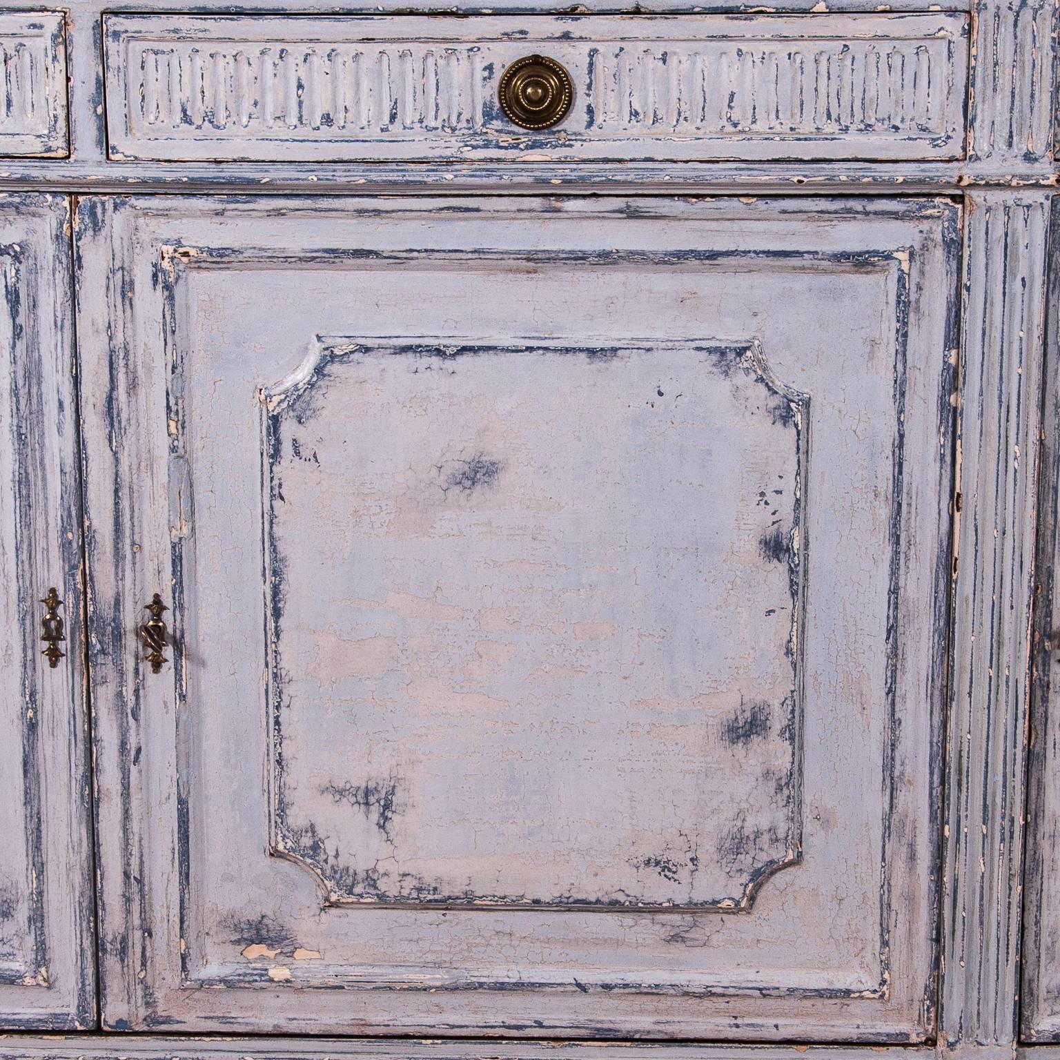Carrara Marble 19th Century French Demi Lune Chest Buffet Louis XVI Gustavian Style Marble Top