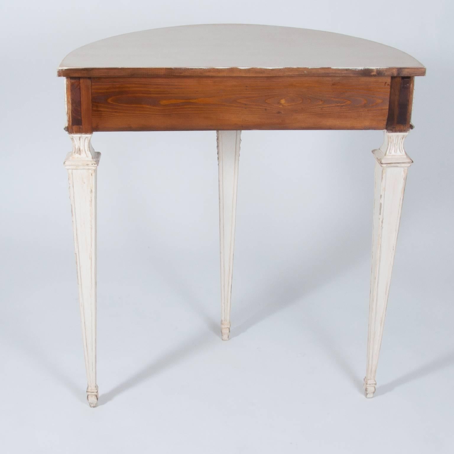 Swedish Demi Lune Console Louis XVI Style Gustavian Patina In Excellent Condition In Vienna, AT