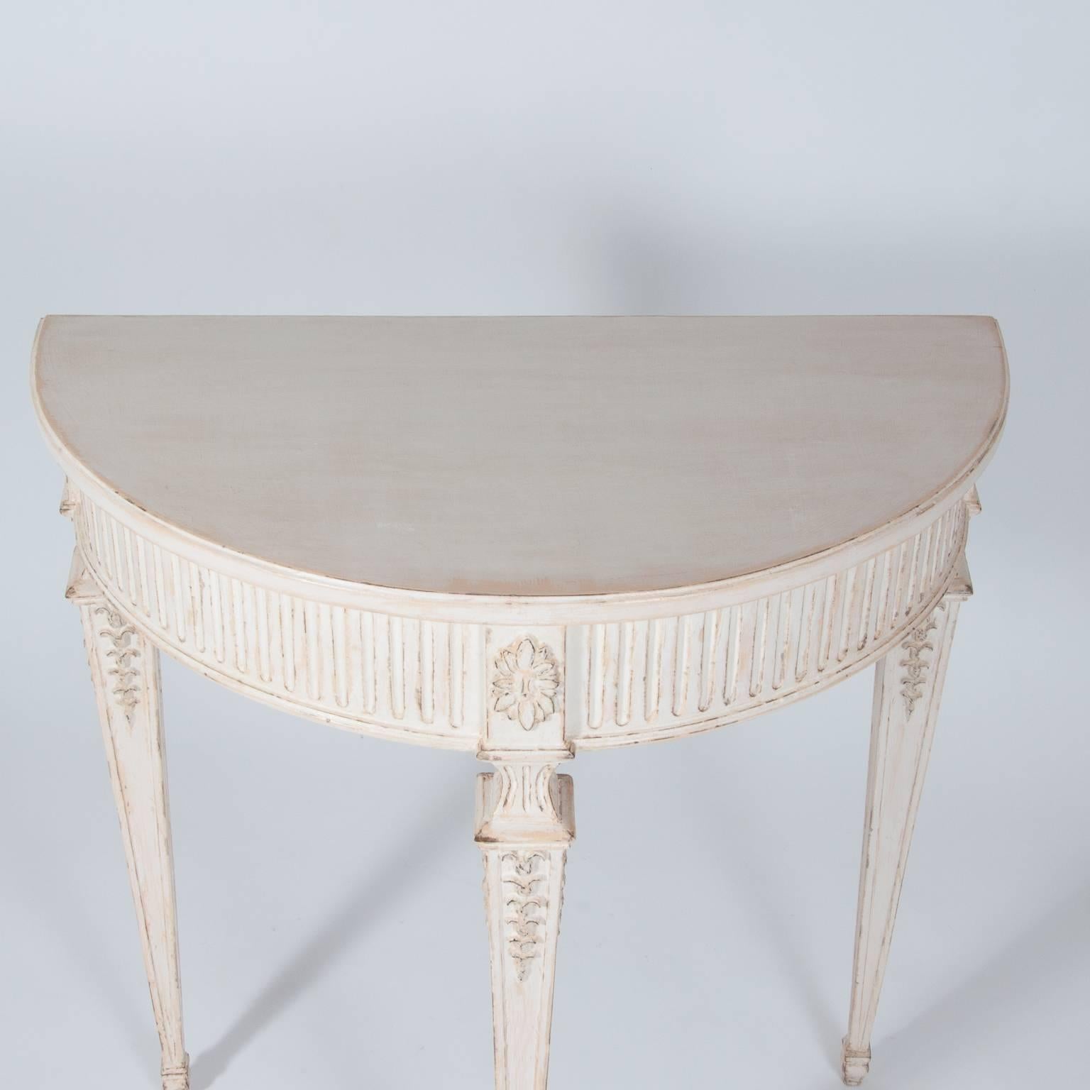 Swedish Demi Lune Console Louis XVI Style Gustavian Patina 3