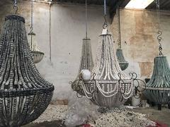 Clay Beaded "Drop" Ivory Chandelier