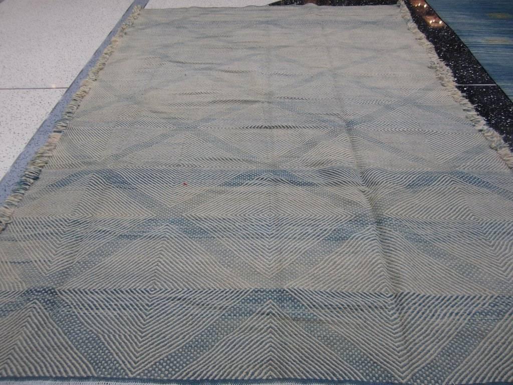 Vintage blue Berber Moroccan Kilim.