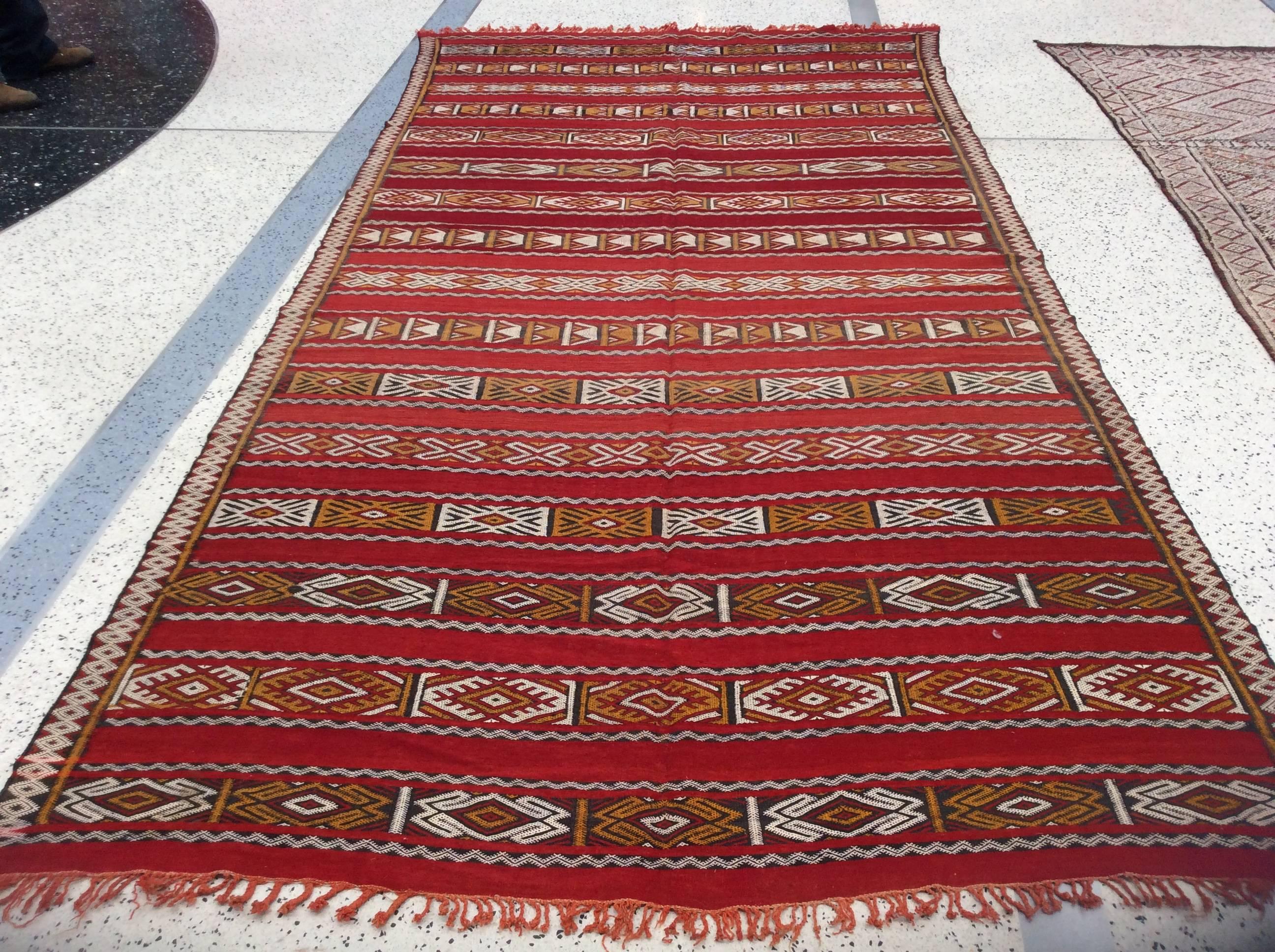 Hand-Knotted Tribal Design Moroccan Runner For Sale