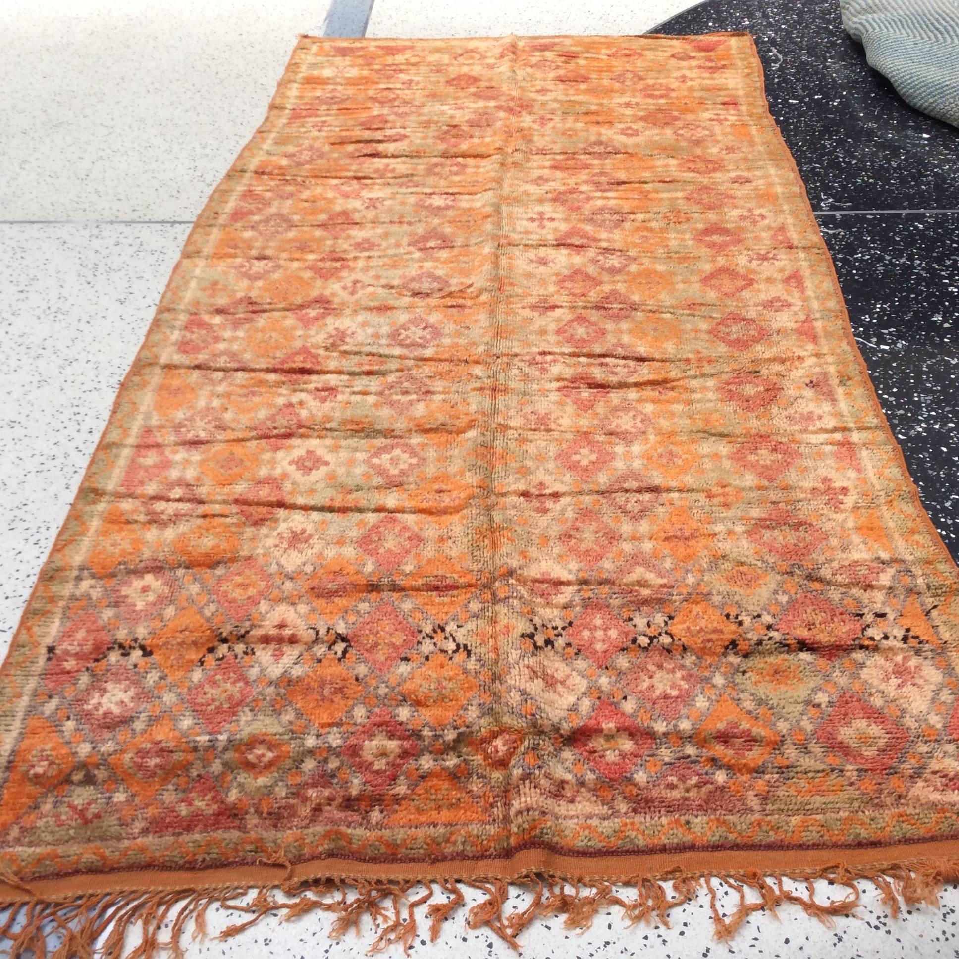 Hand-Knotted Warm Moroccan Runner in Terracotta For Sale