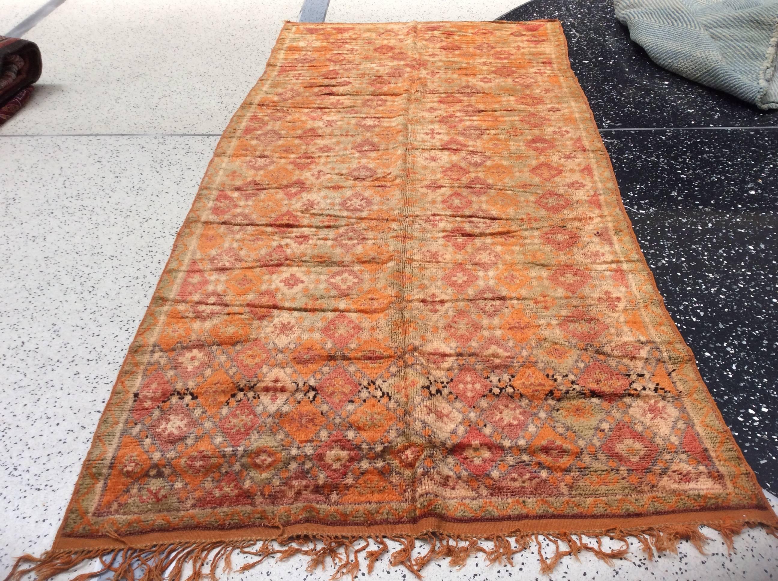 Warm Moroccan Runner in Terracotta In Excellent Condition For Sale In Los Angeles, CA