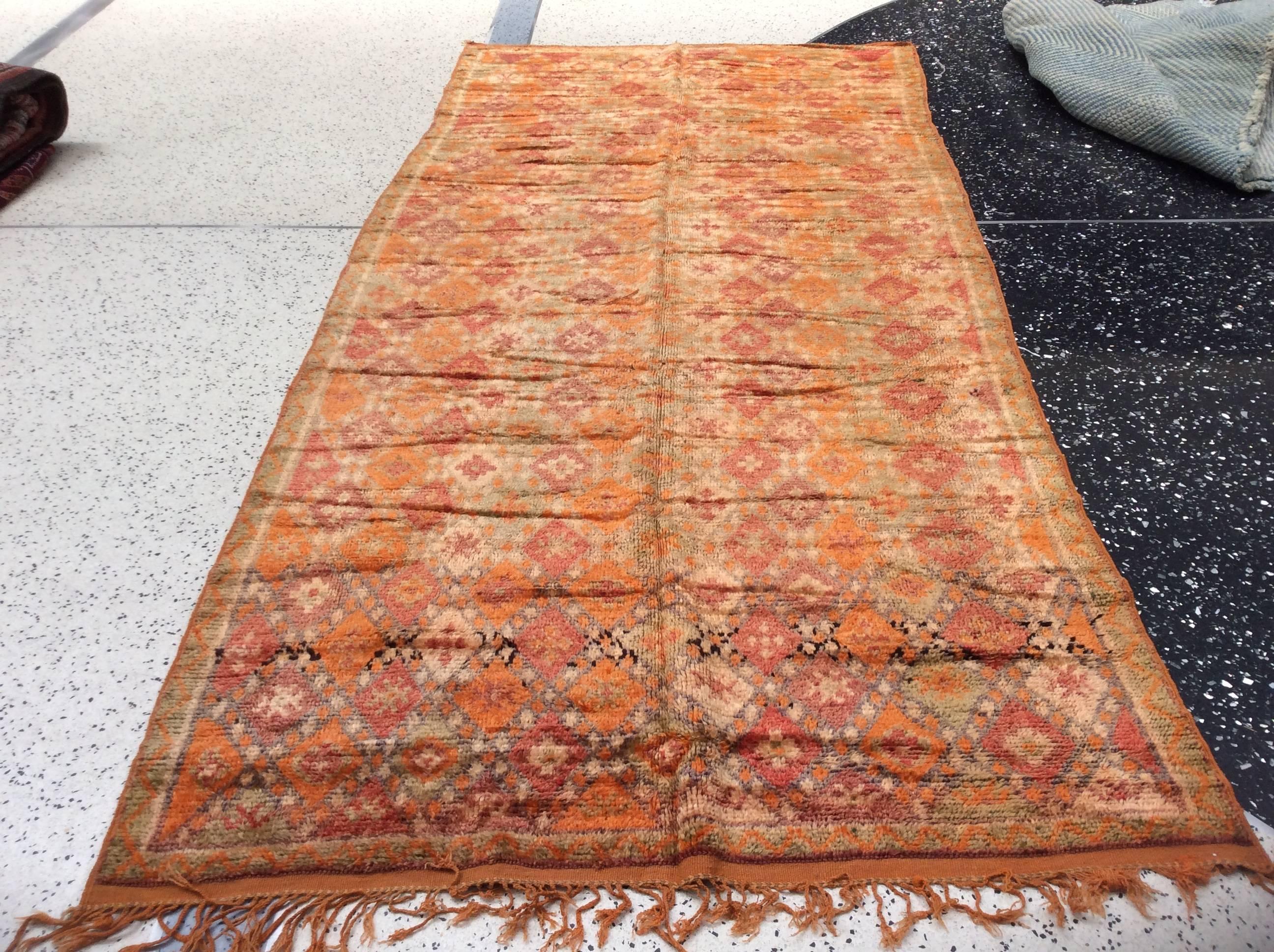 Contemporary Warm Moroccan Runner in Terracotta For Sale