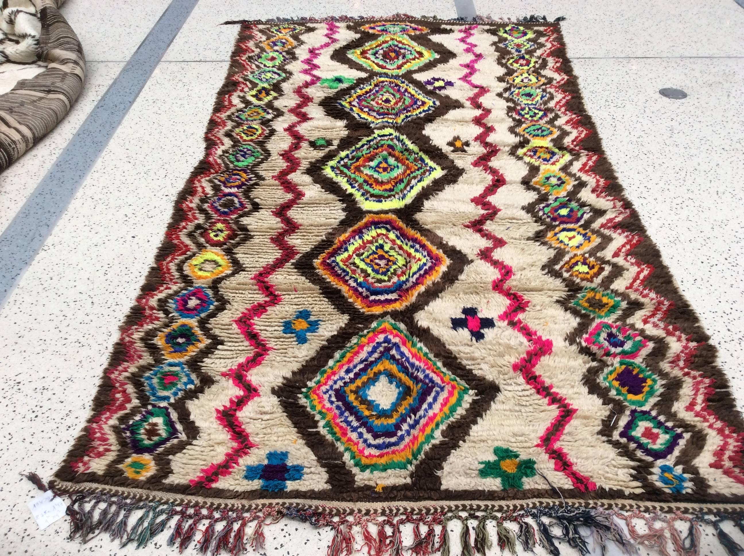 Hand-Knotted Moroccan Berber Rug For Sale