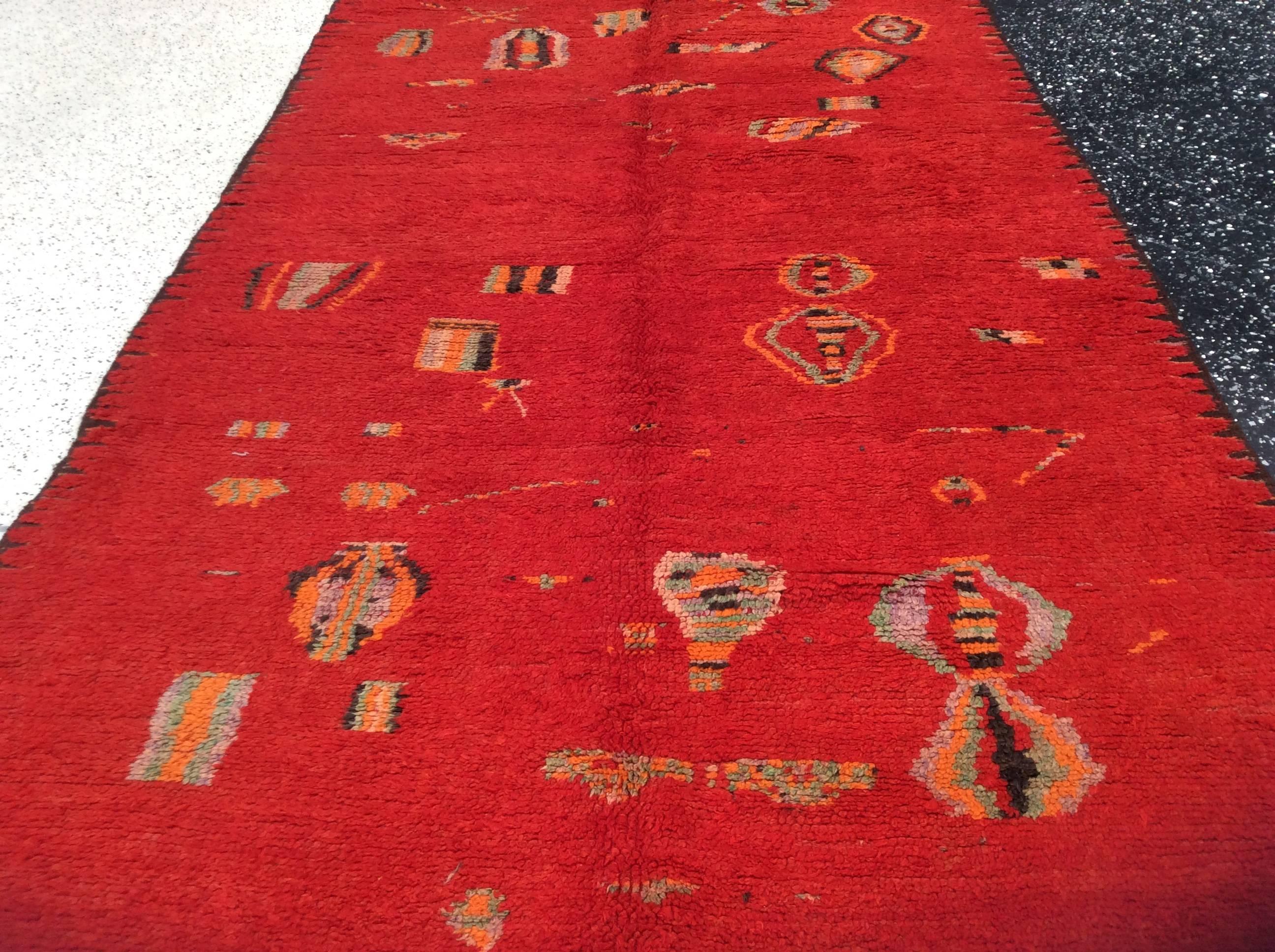 Red Moroccan Runner In Excellent Condition For Sale In West Hollywood, CA