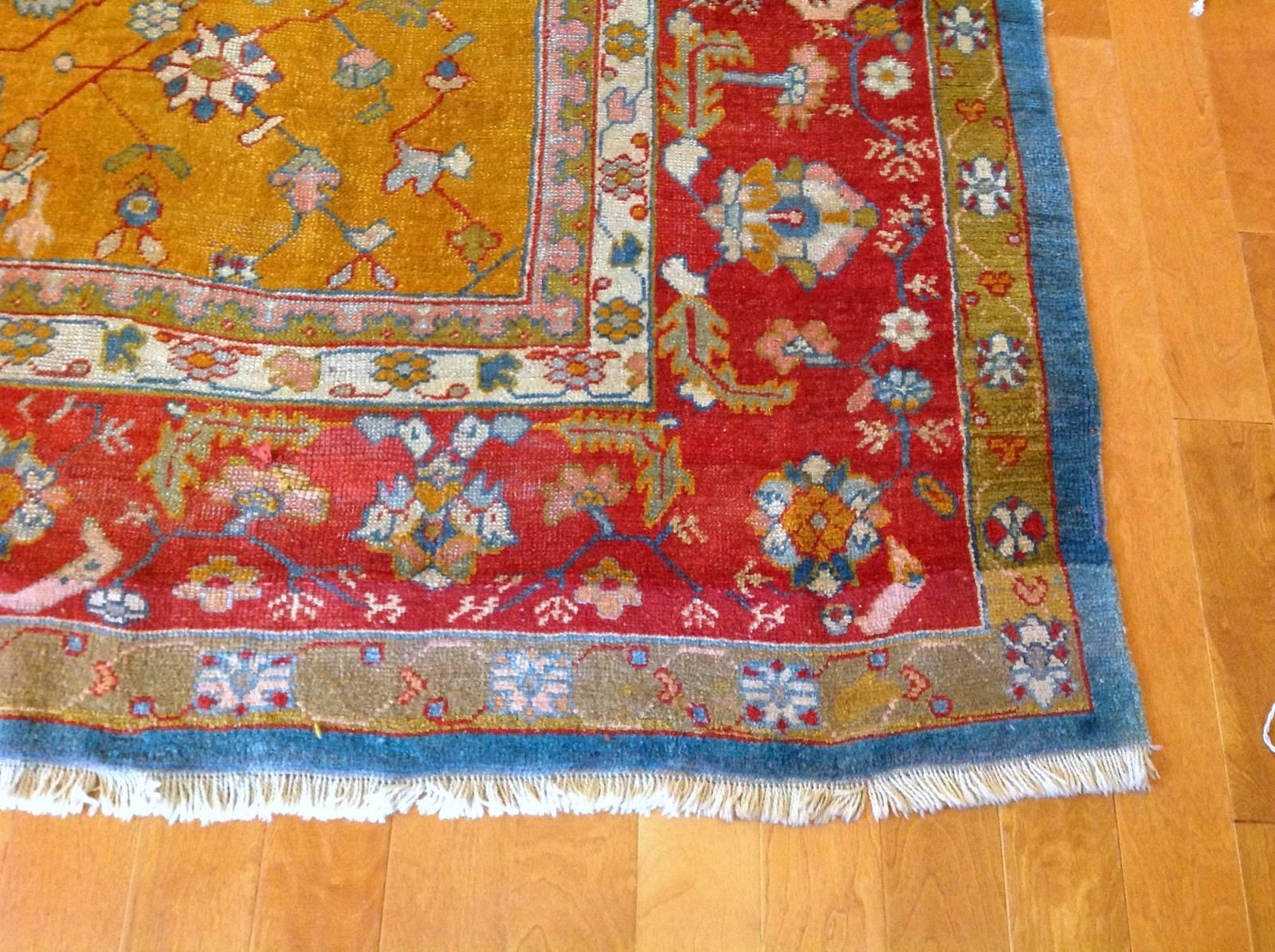 Hand-Knotted Antique Turkish Oushak Rug, circa 1880 For Sale