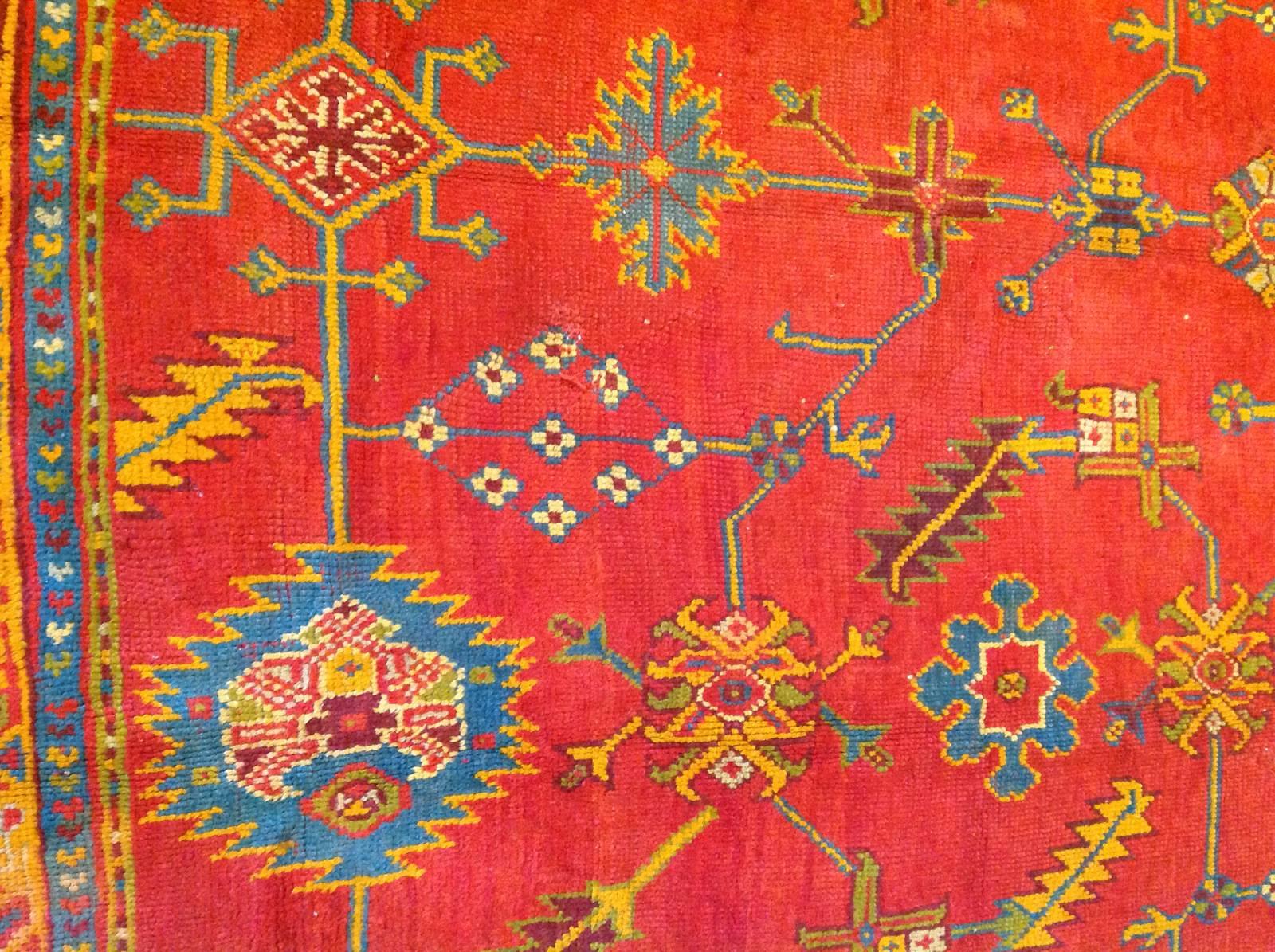 Hand-Knotted Antique Turkish Oushak For Sale