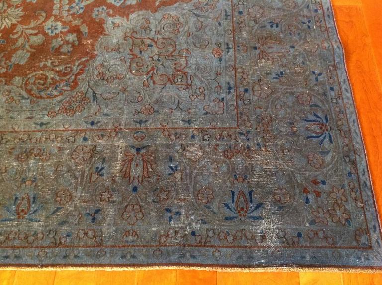 Vintage Persian Overdyed Blue Rug For Sale at 1stdibs