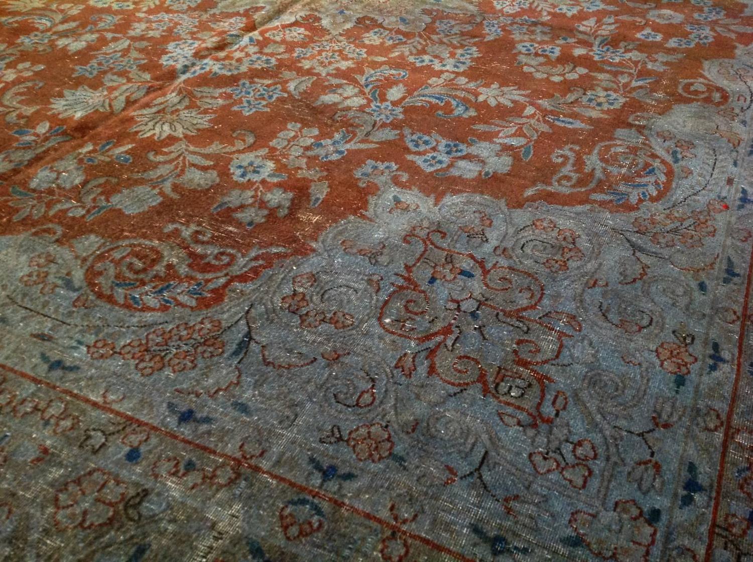 Vintage Persian Overdyed Blue Rug For Sale at 1stdibs