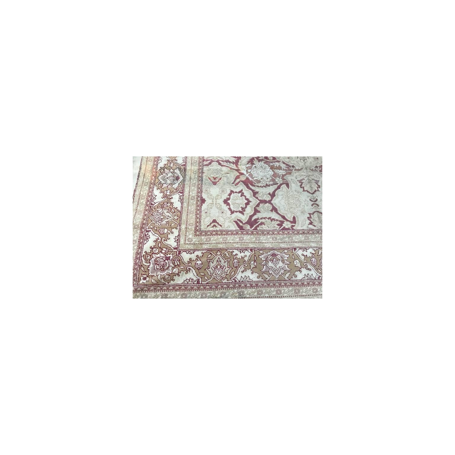 Hand-Knotted Antique Indo Agra Rug For Sale