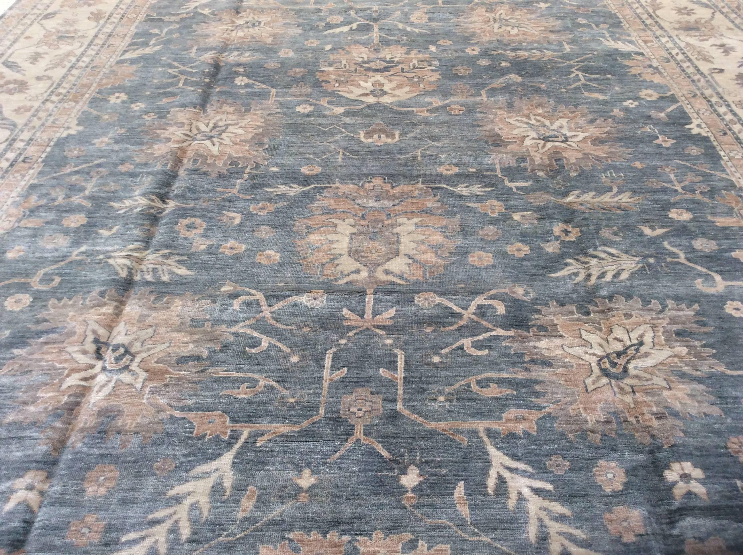 Hand-Knotted Semi-Antique Mahal Rug For Sale